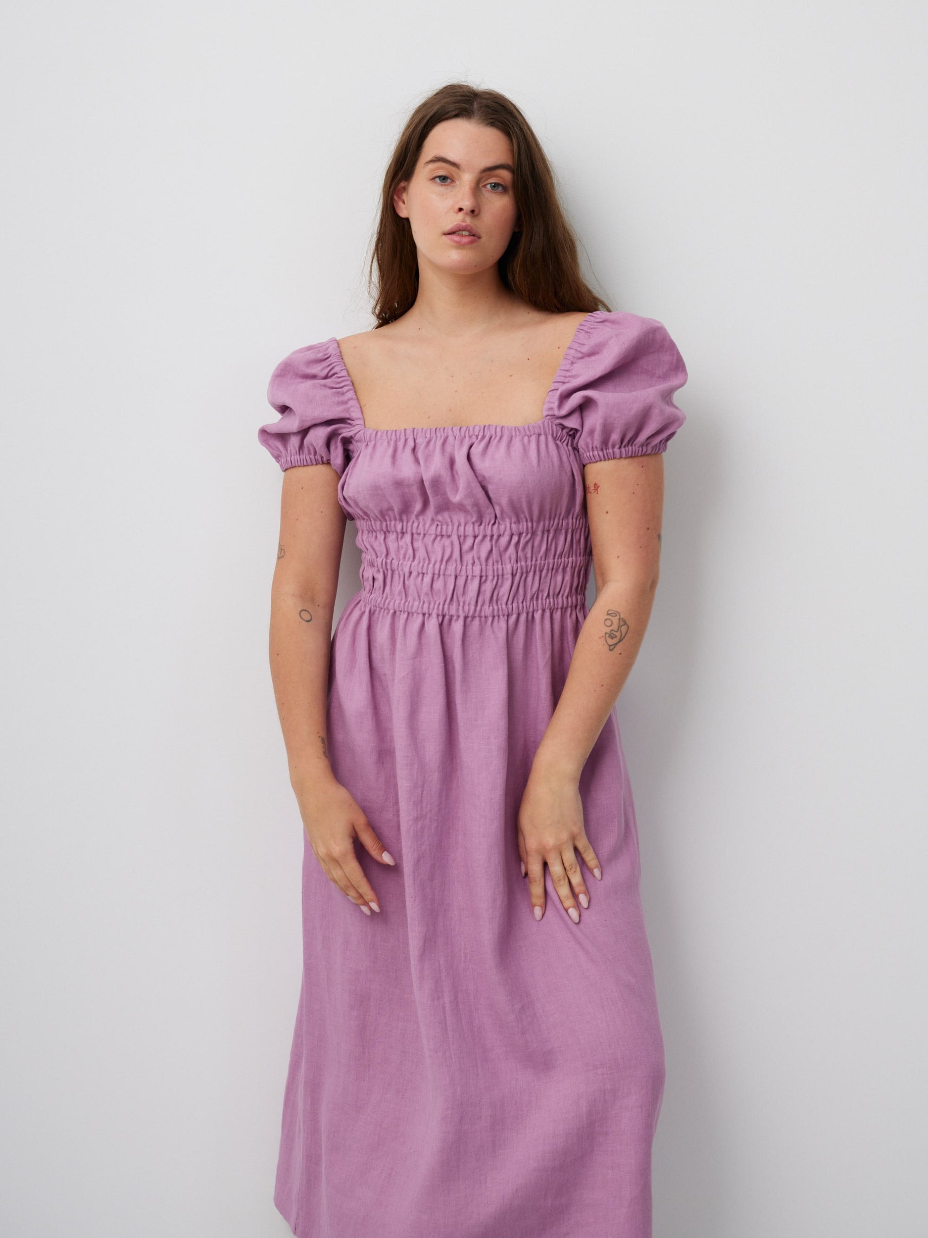 HOLIDAY Puff Sleeve Linen Dress - Image 3