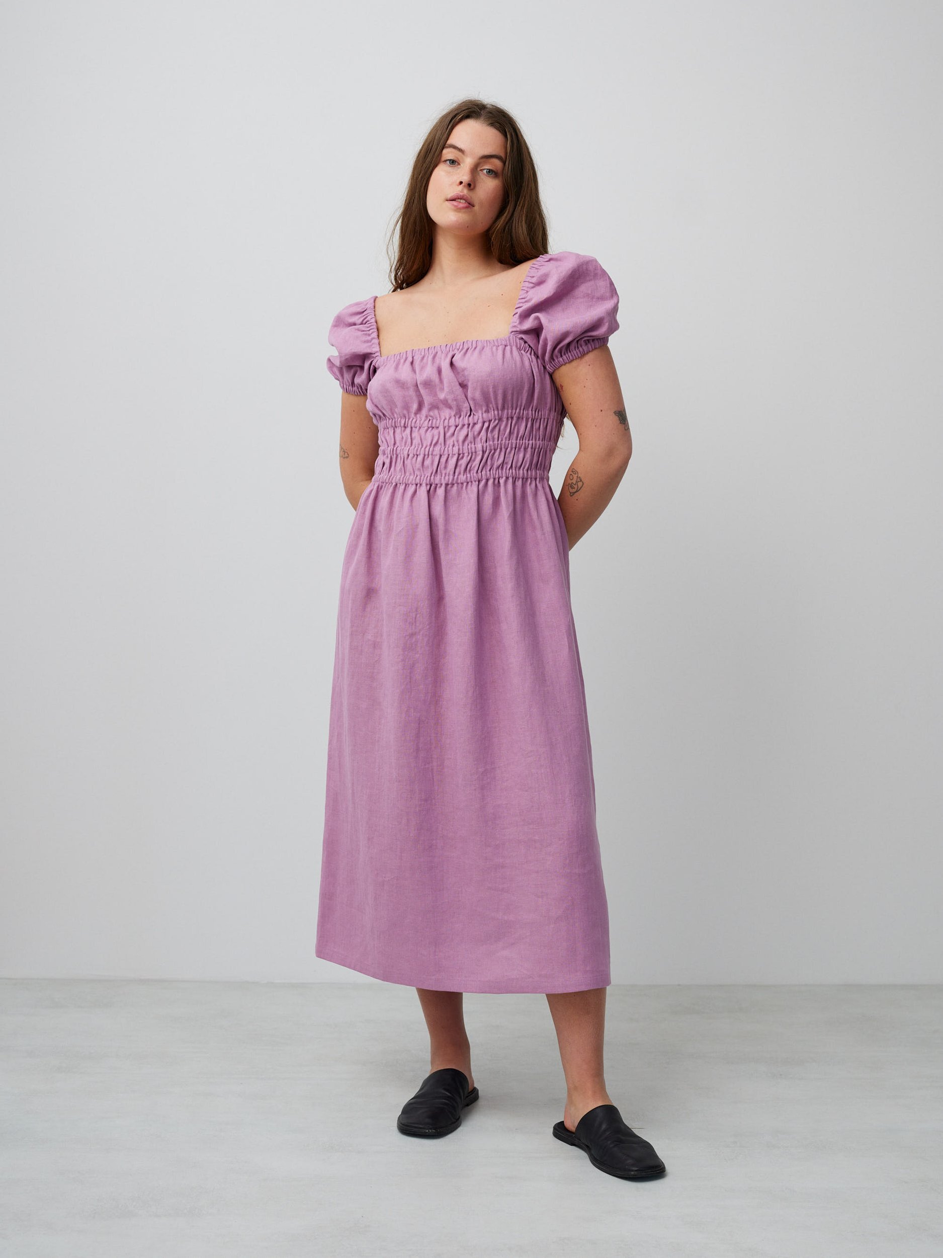 HOLIDAY Puff Sleeve Linen Dress - Image 4