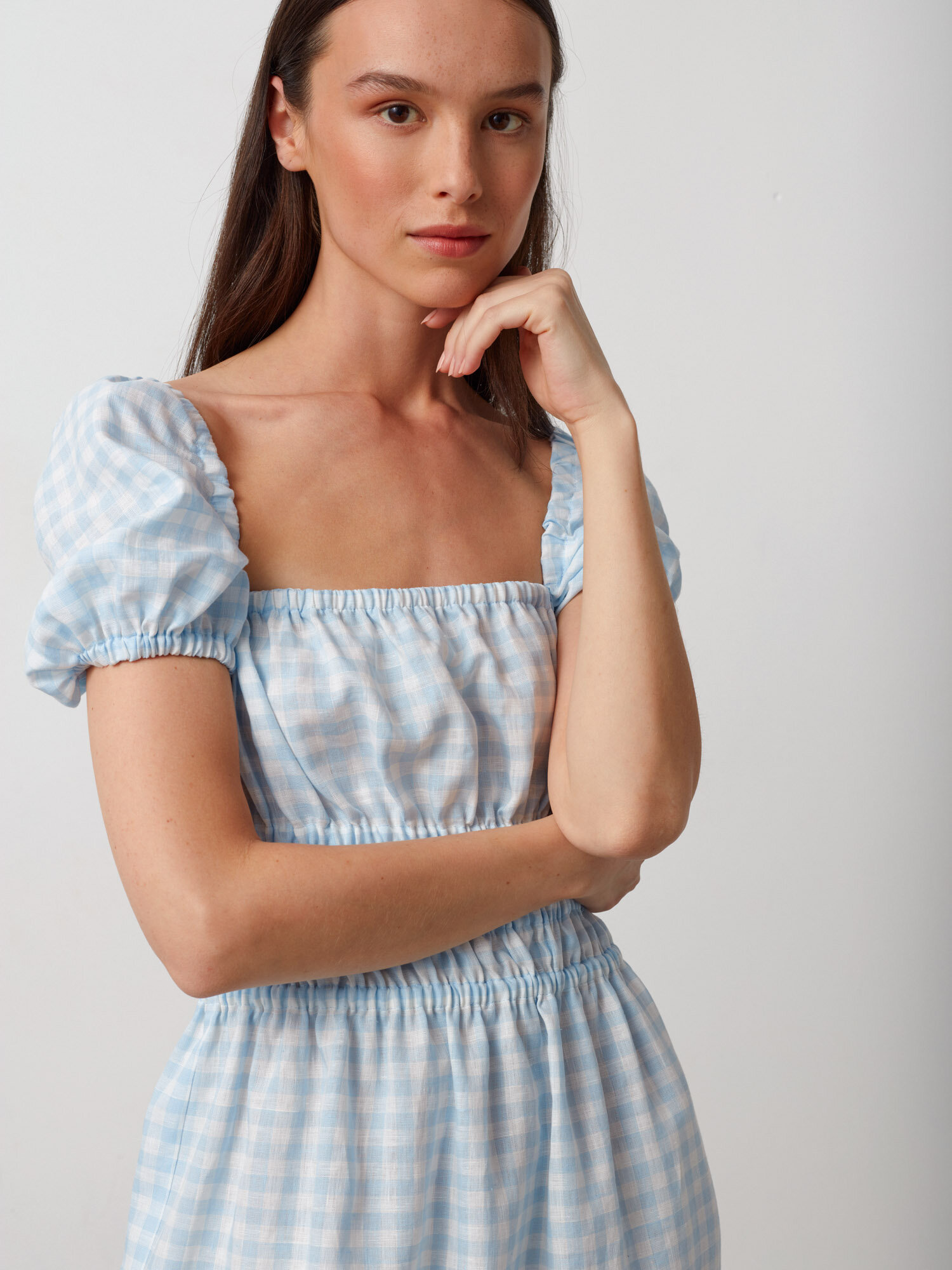 HOLIDAY Puff Sleeve Linen Midi Dress - Image 5