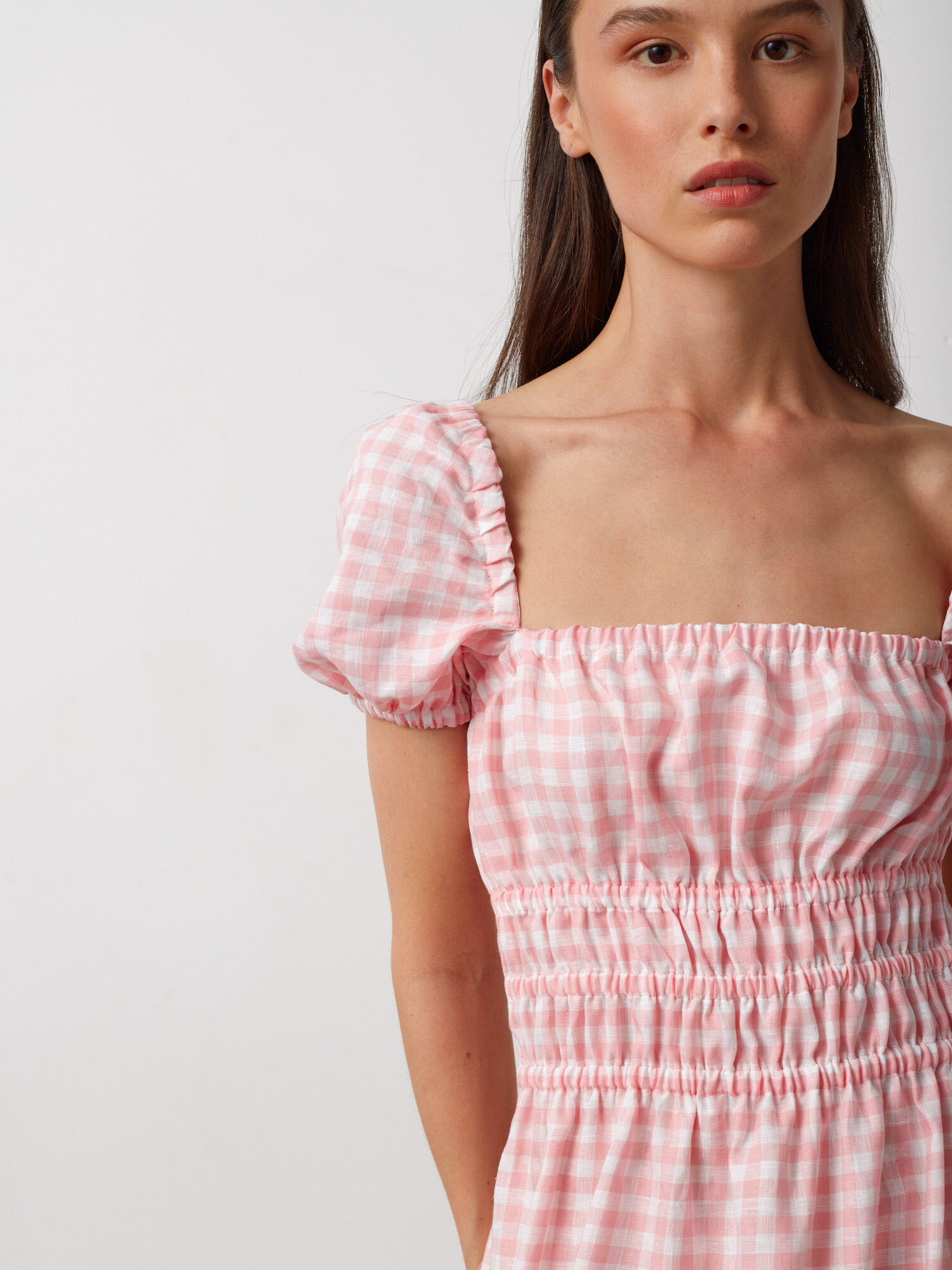 HOLIDAY Puff Sleeve Linen Midi Dress - Image 4