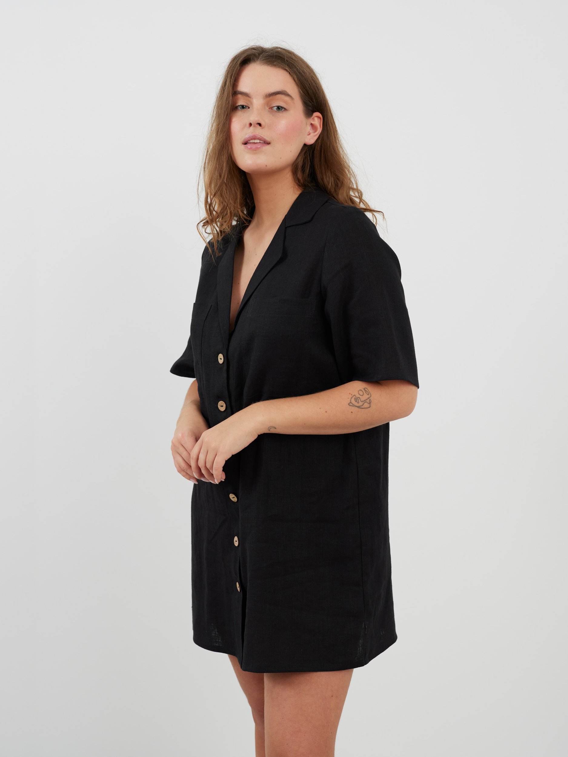 IDA Bowling Shirt Linen Mini Dress - Image 2