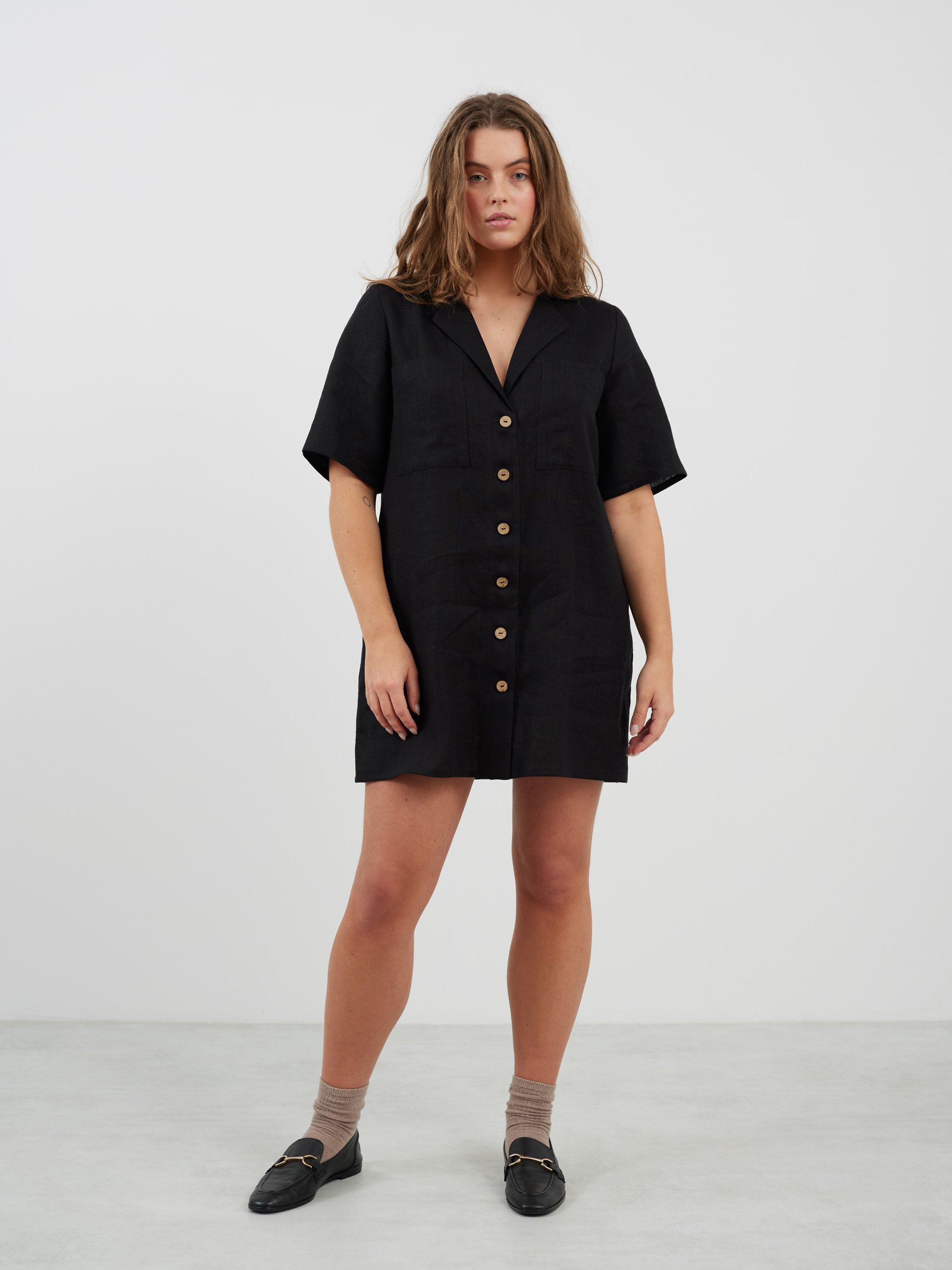 IDA Bowling Shirt Linen Mini Dress - Image 3