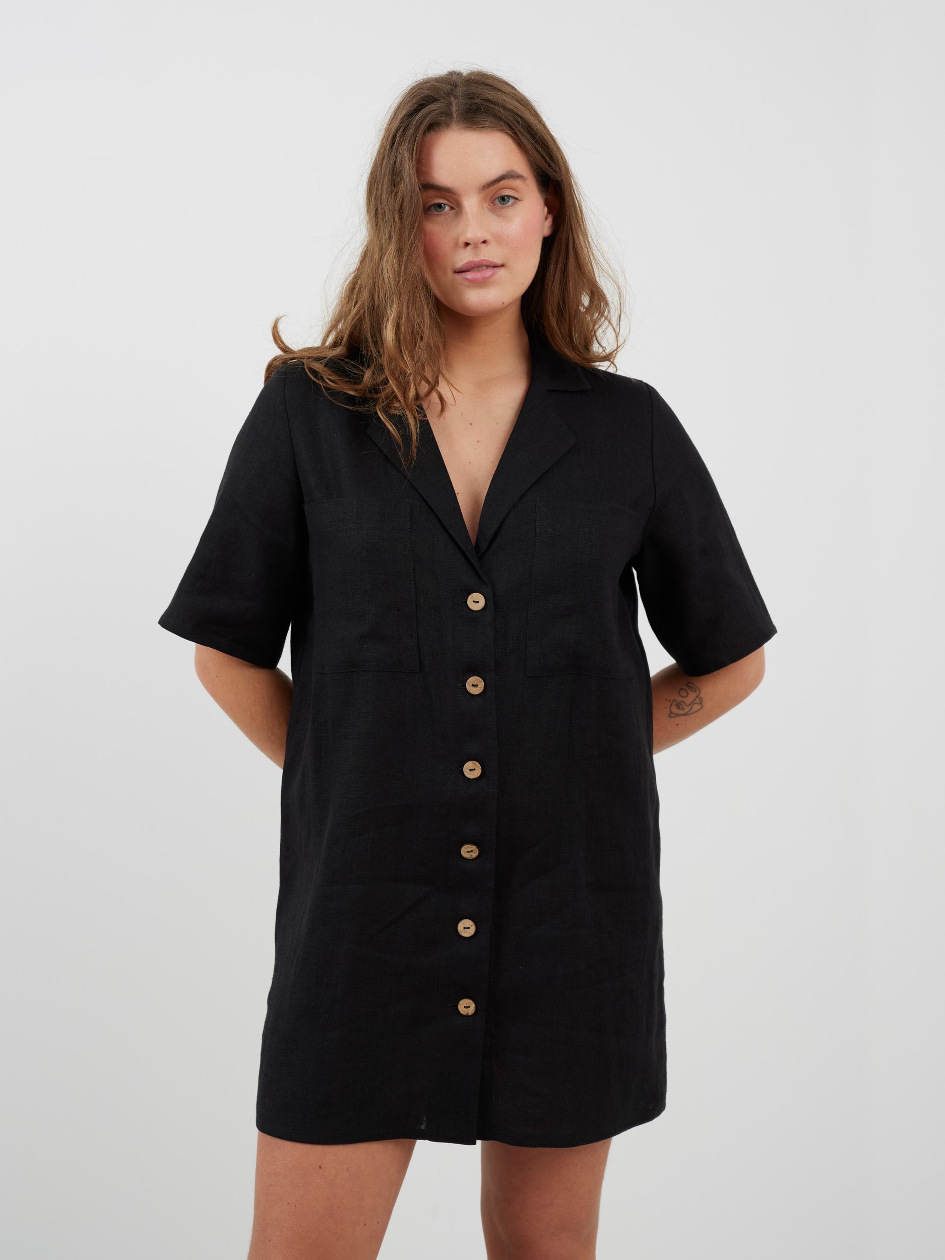 IDA Bowling Shirt Linen Mini Dress - Image 4