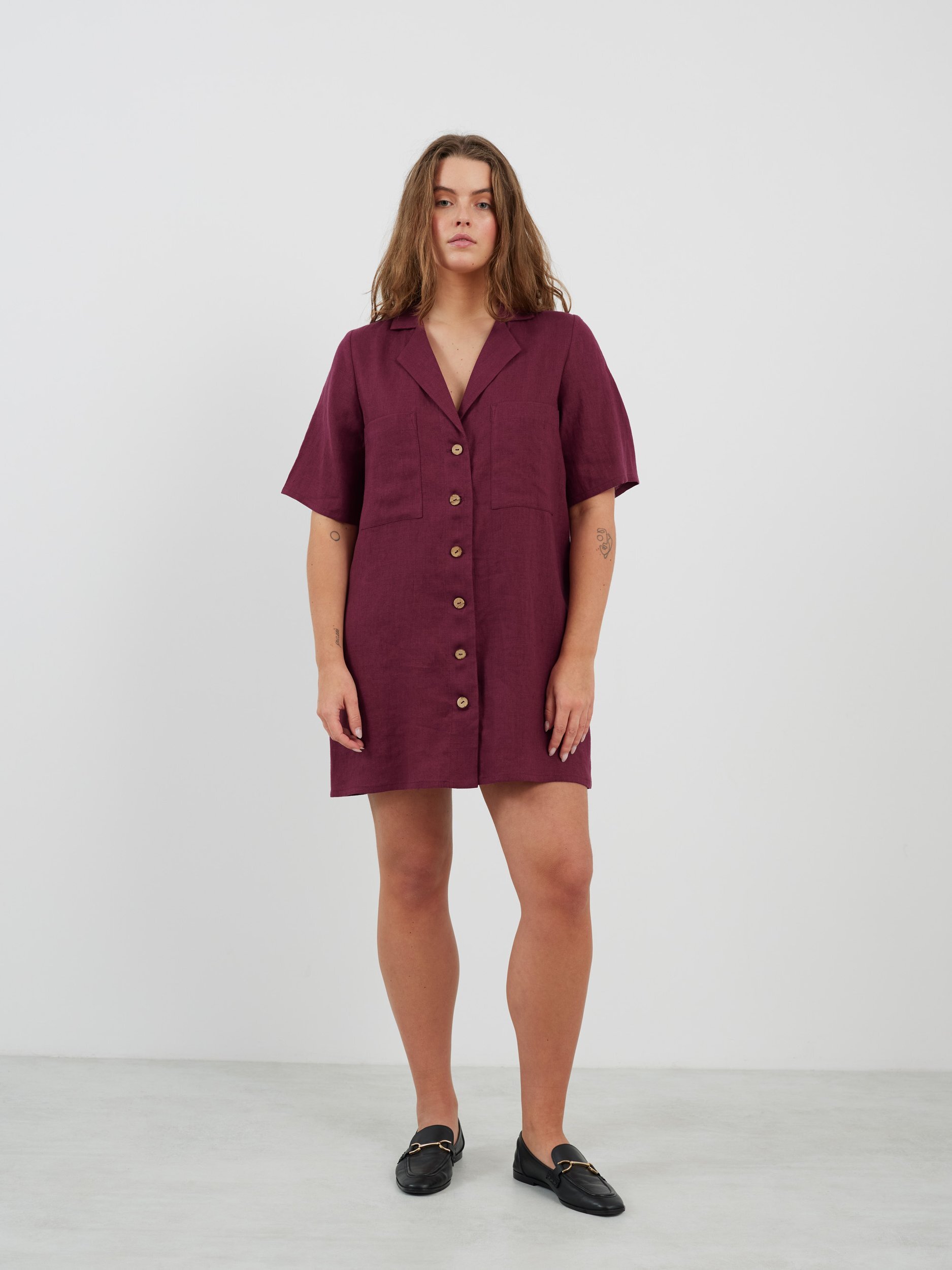 IDA Bowling Shirt Linen Mini Dress - Image 2