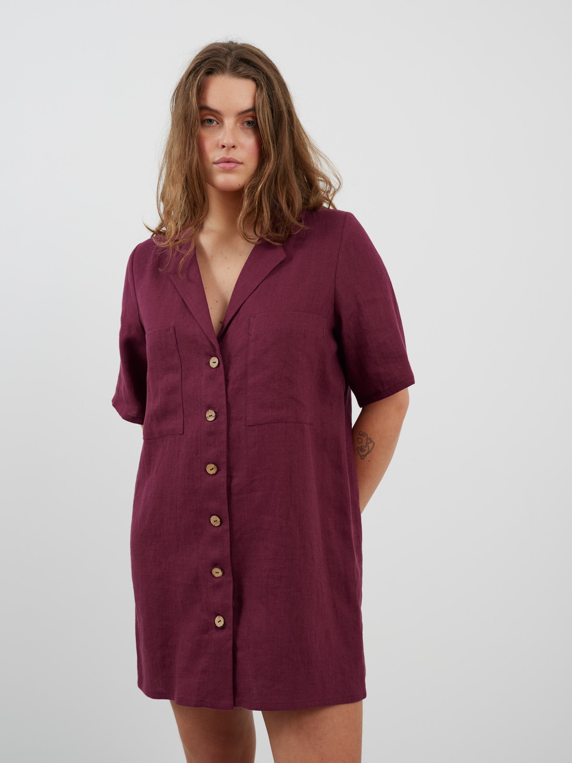 IDA Bowling Shirt Linen Mini Dress - Image 3