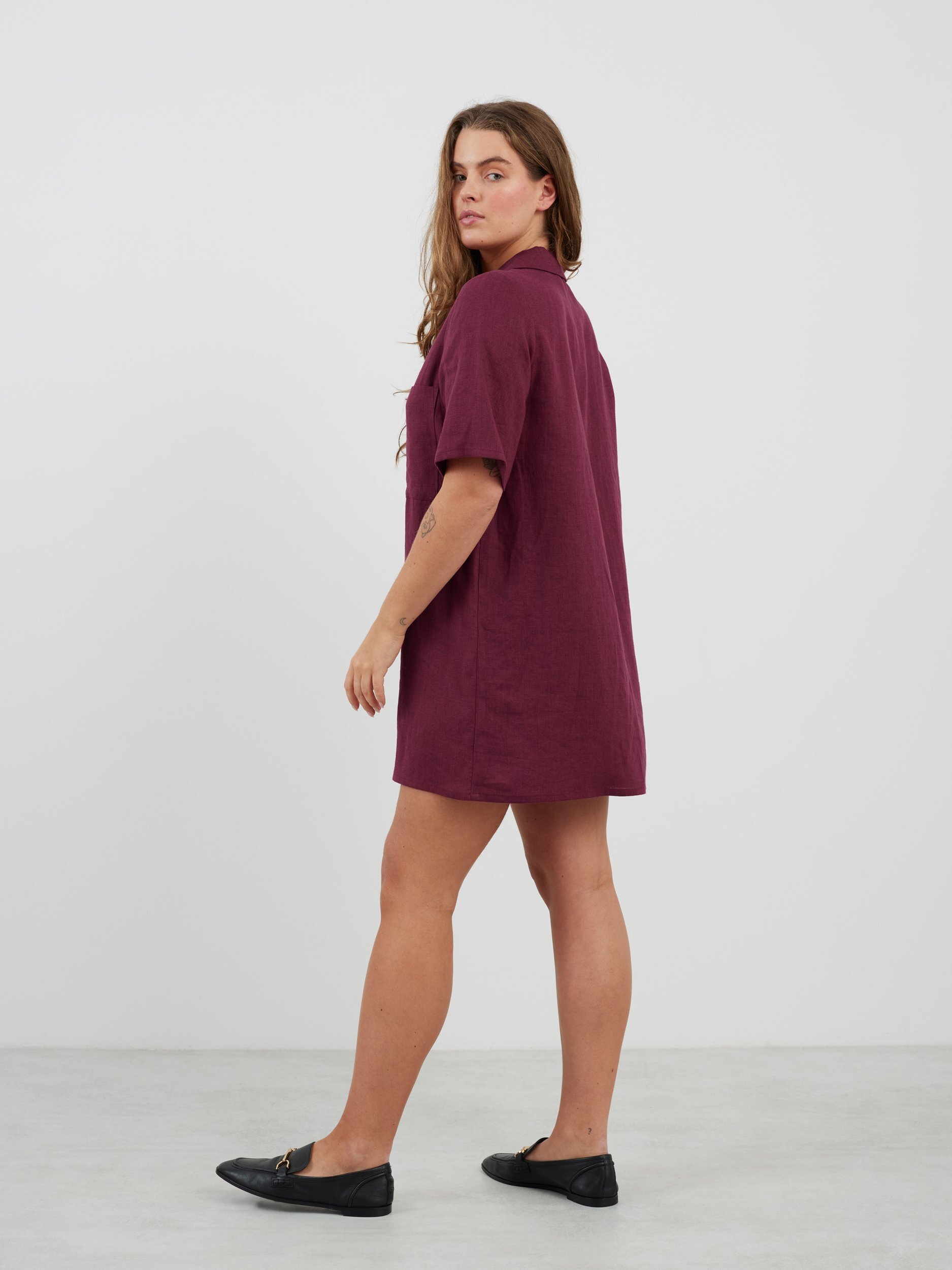 IDA Bowling Shirt Linen Mini Dress - Image 5
