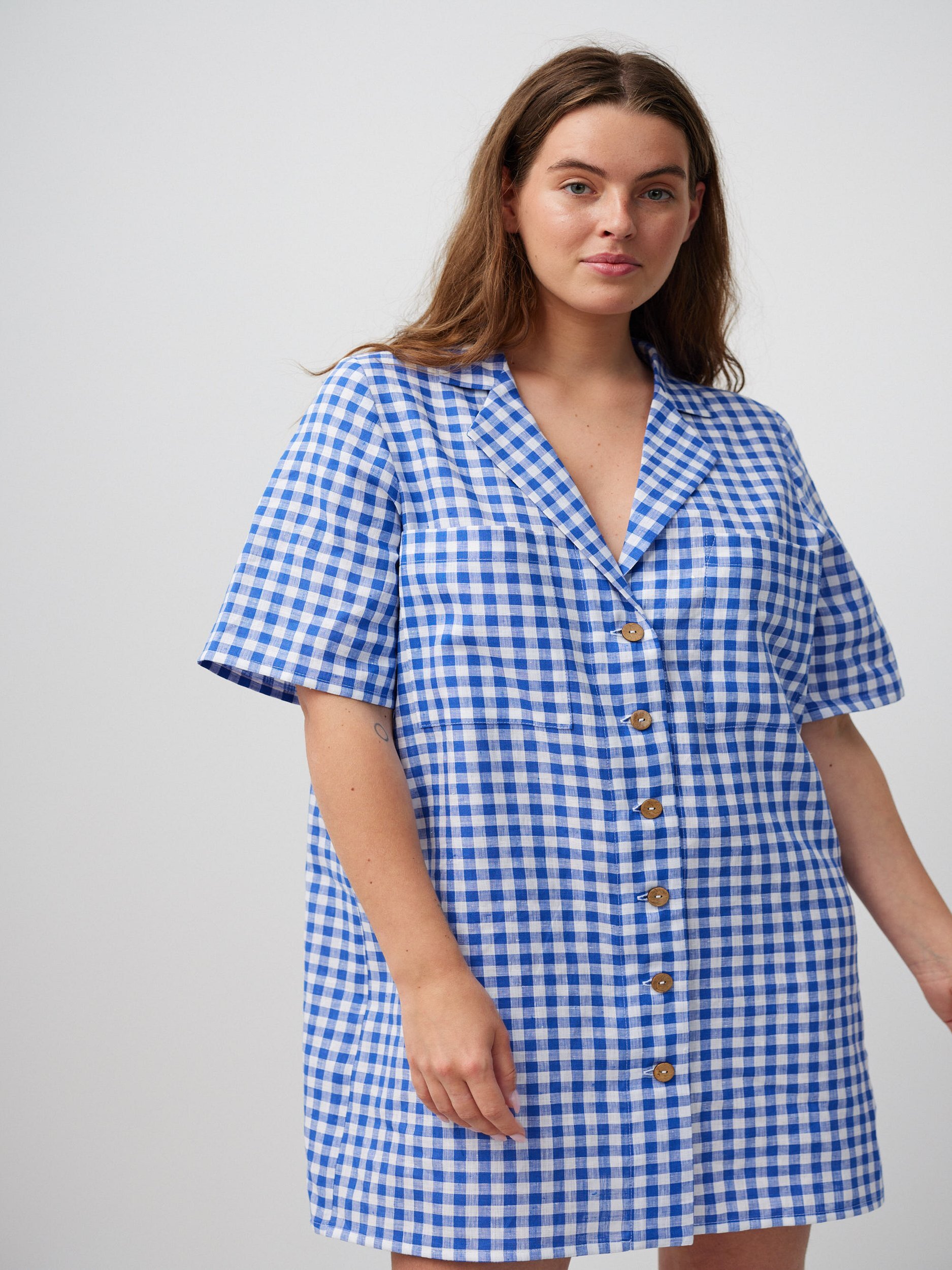 IDA Bowling Shirt Linen Mini Dress - Image 3