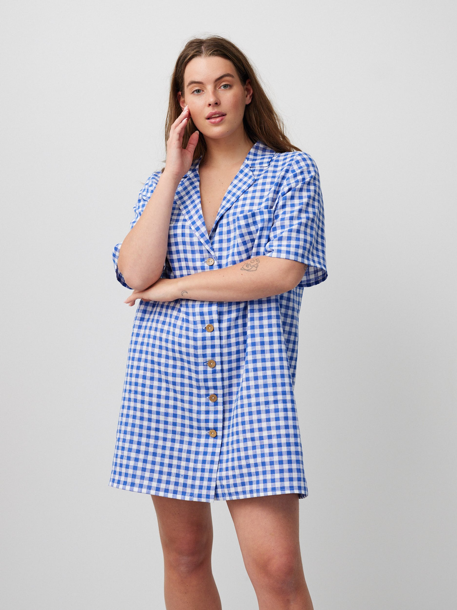 IDA Bowling Shirt Linen Mini Dress - Image 5