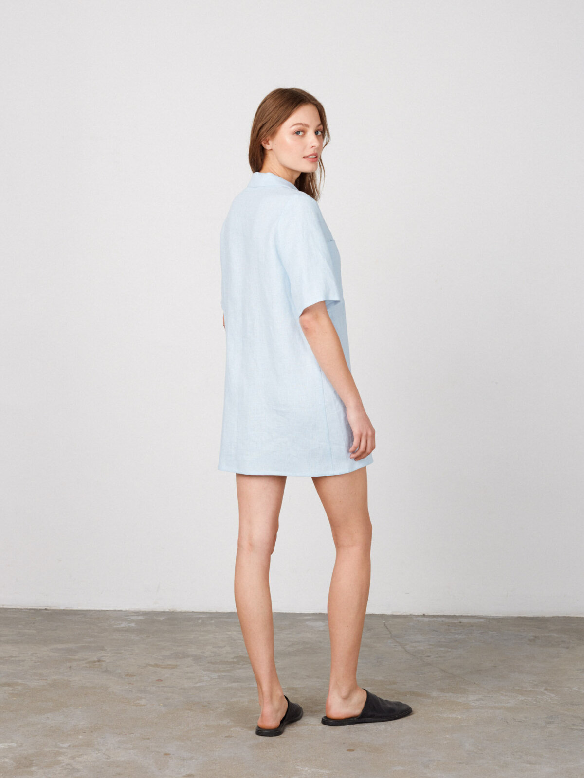 IDA pellava paitamekko Vaaleansininen — takaa