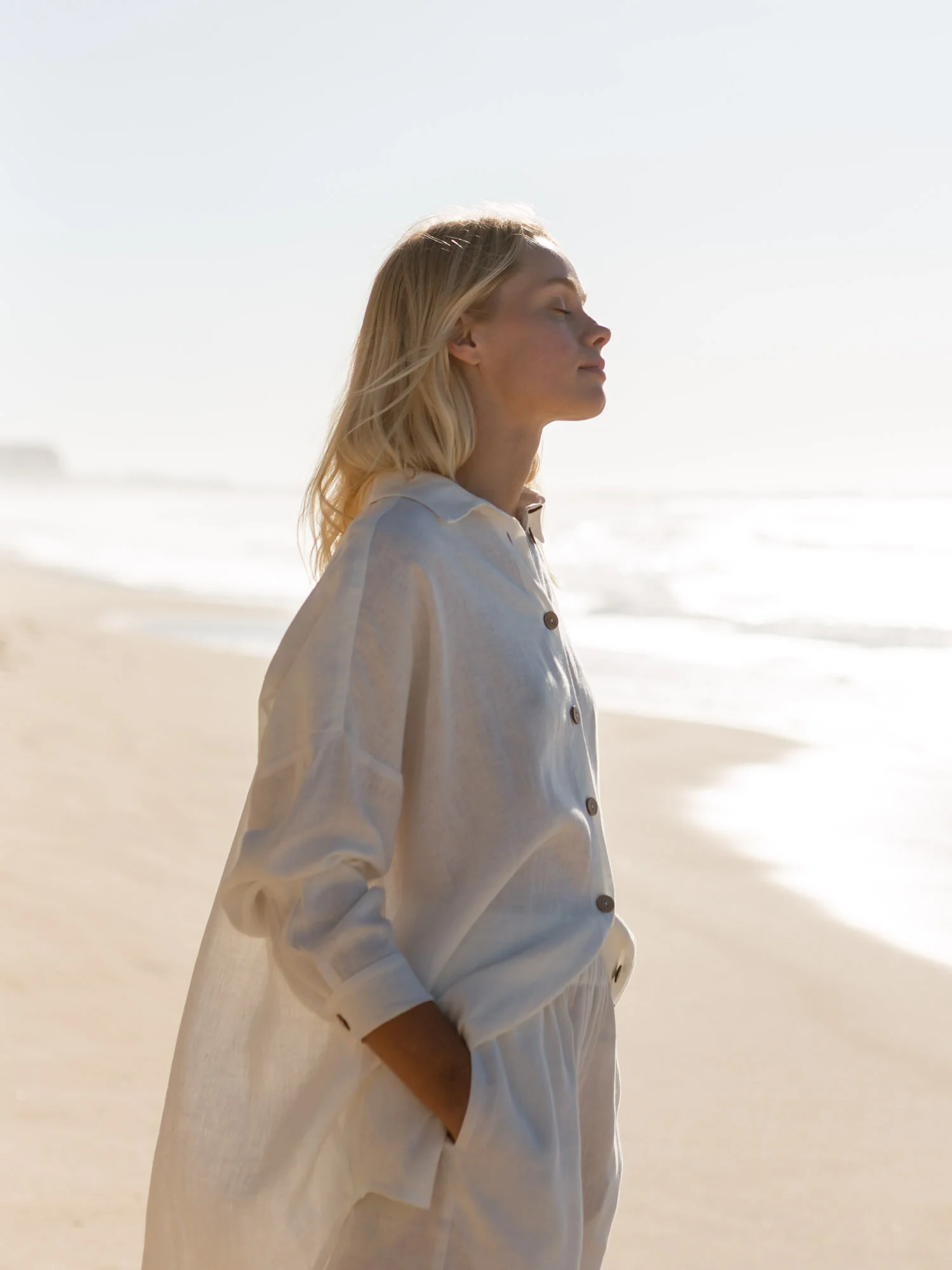 Image 4 of ISLA High Waisted Linen Shorts in Ivory from Love and Confuse