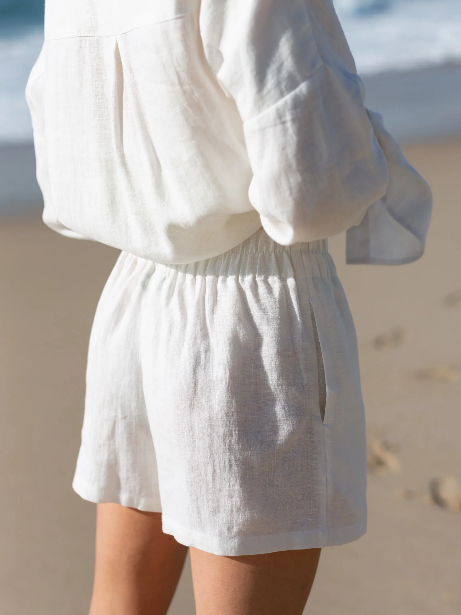 Image 5 of ISLA High Waisted Linen Shorts in Ivory from Love and Confuse