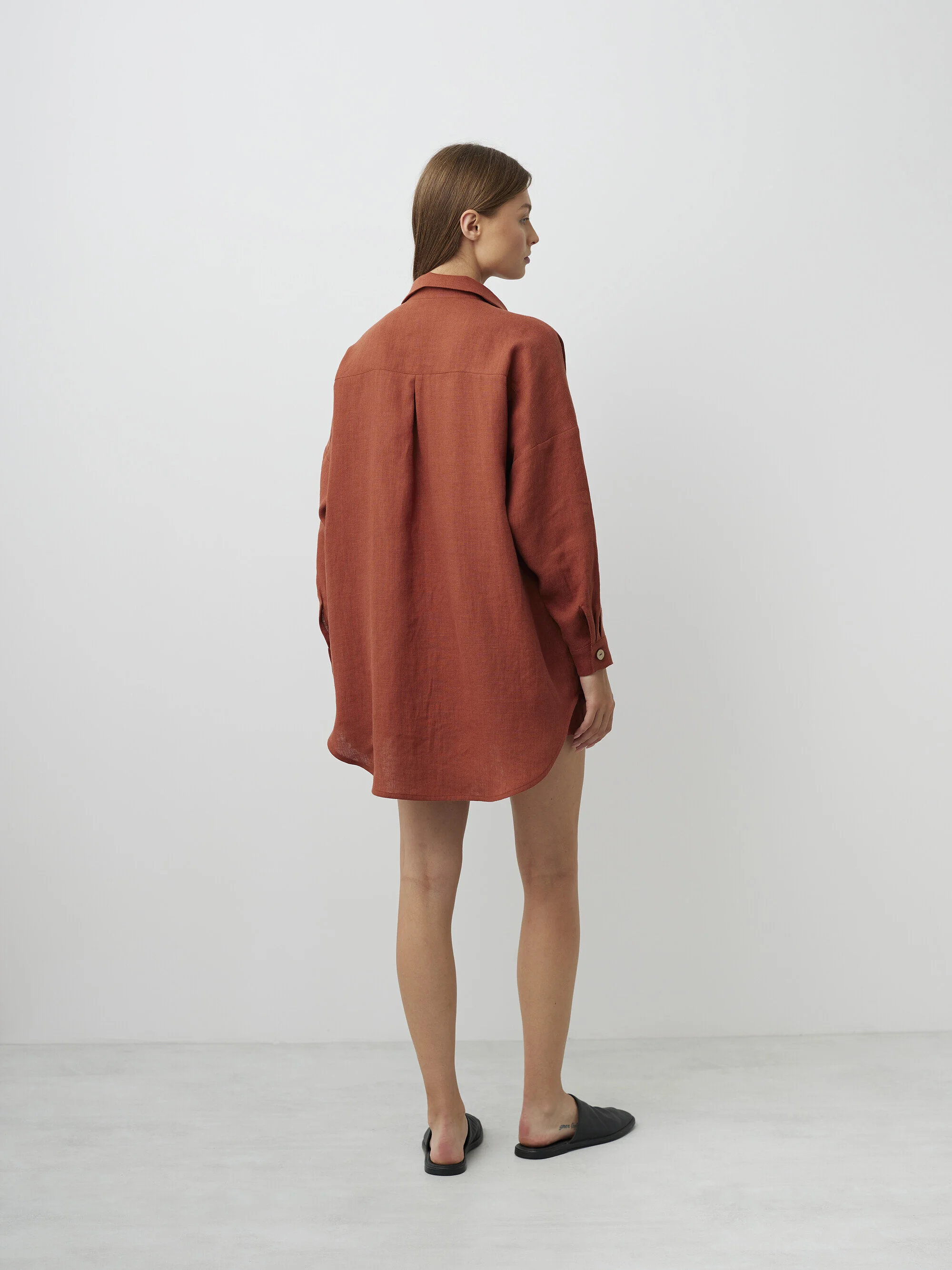 Image 6 of ISLA High Waisted Linen Shorts in Rust from Love and Confuse