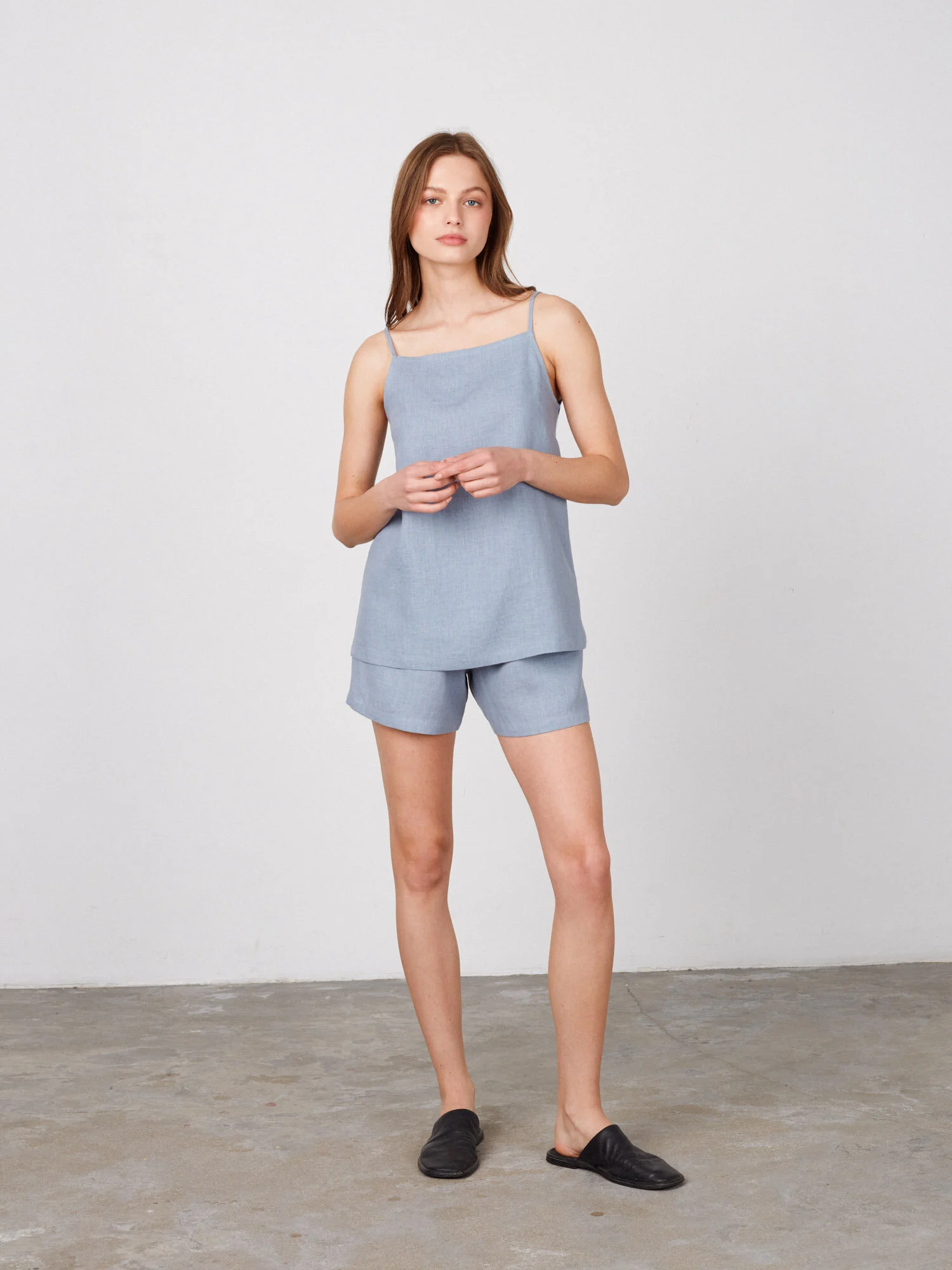 Image 3 of ISLA High Waisted Linen Shorts in Vista Blue from Love and Confuse