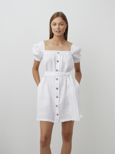 JULY Button Front Linen Dress