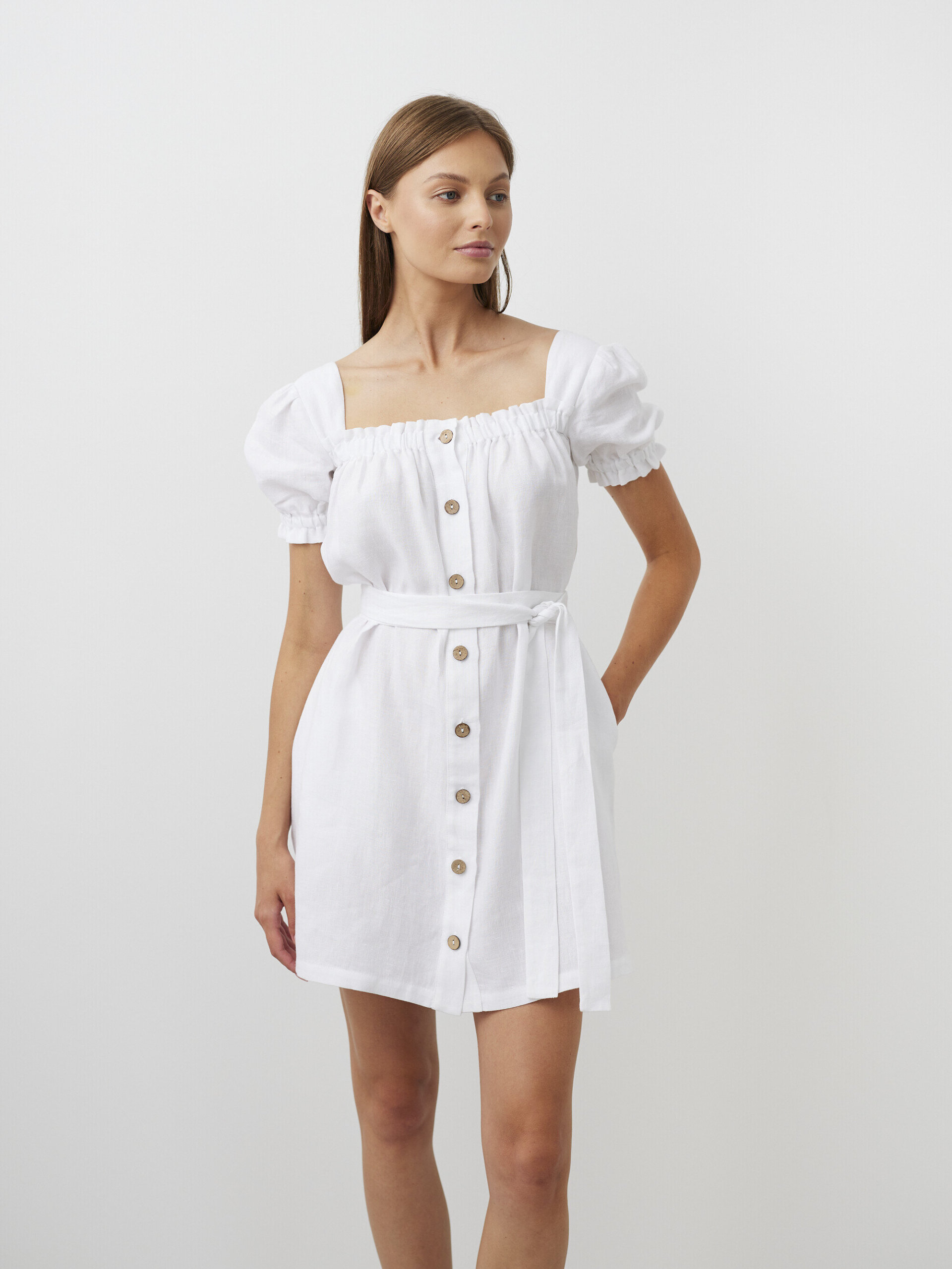 JULY Button Front Linen Dress - Image 4