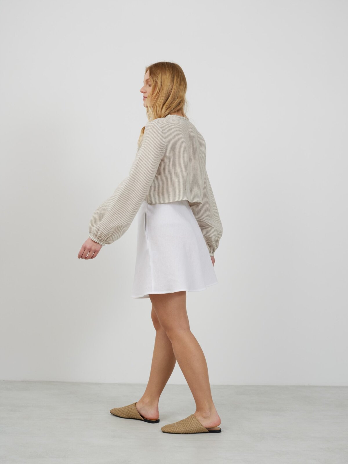 KOA pellava croptoppi Beige-valkoraita — kuva 6