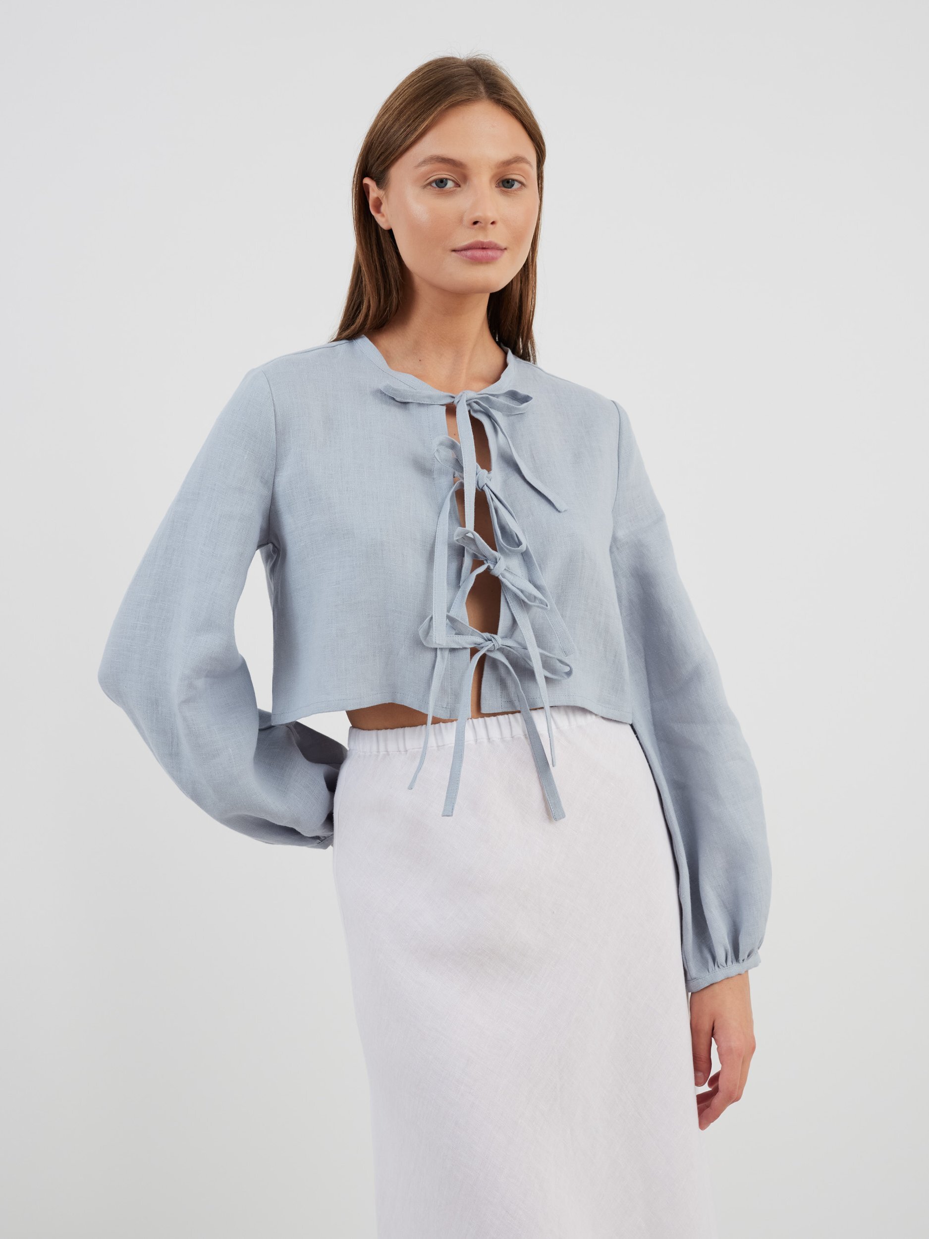 KOA Tie Front Linen Top - Image 3