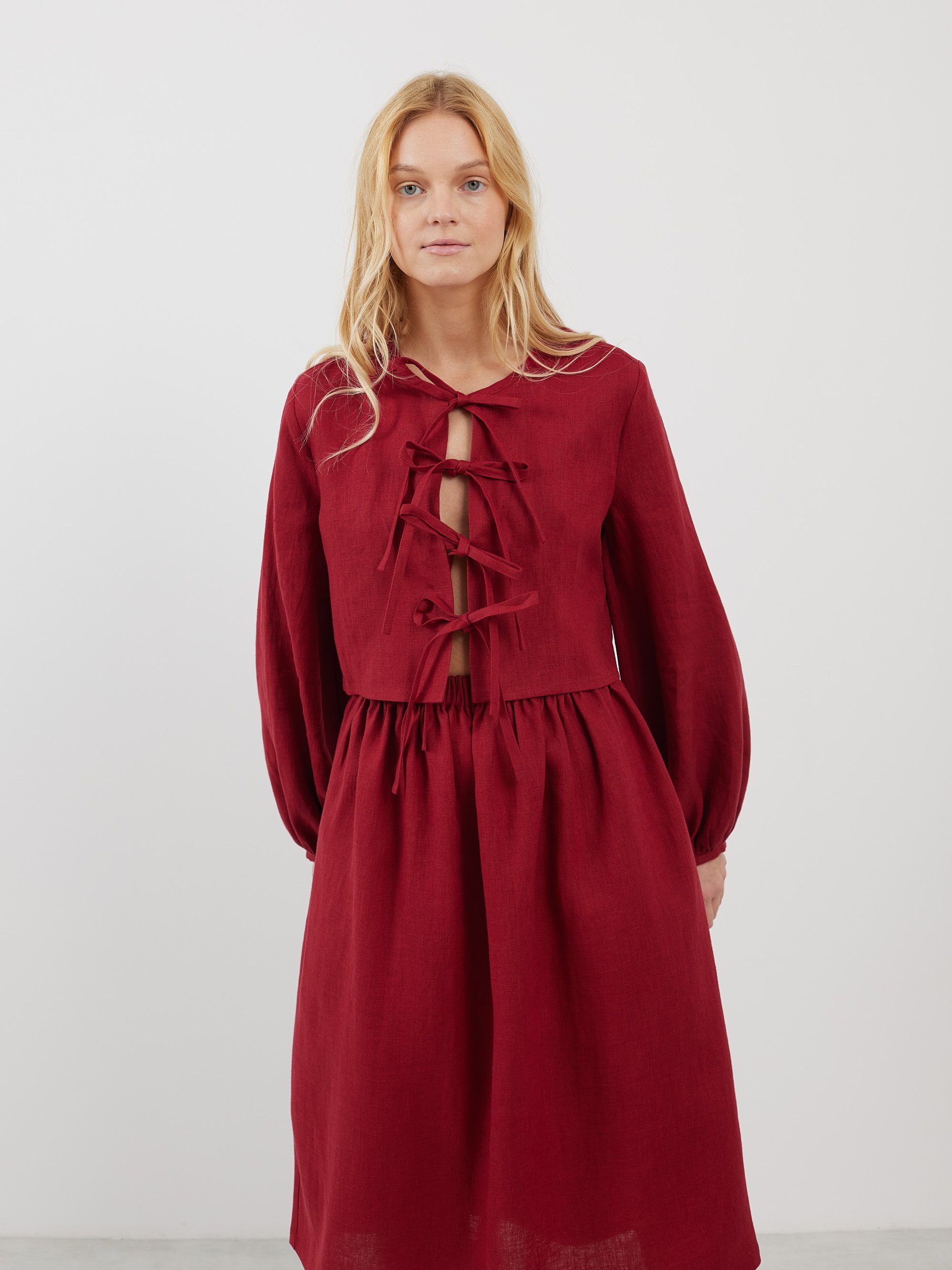 Pellava croptoppi KOA, Kirsikanpunainen - Image 1