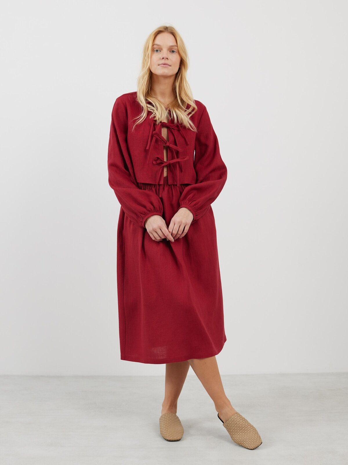 KOA pellava croptoppi Kirsikanpunainen — kuva 4