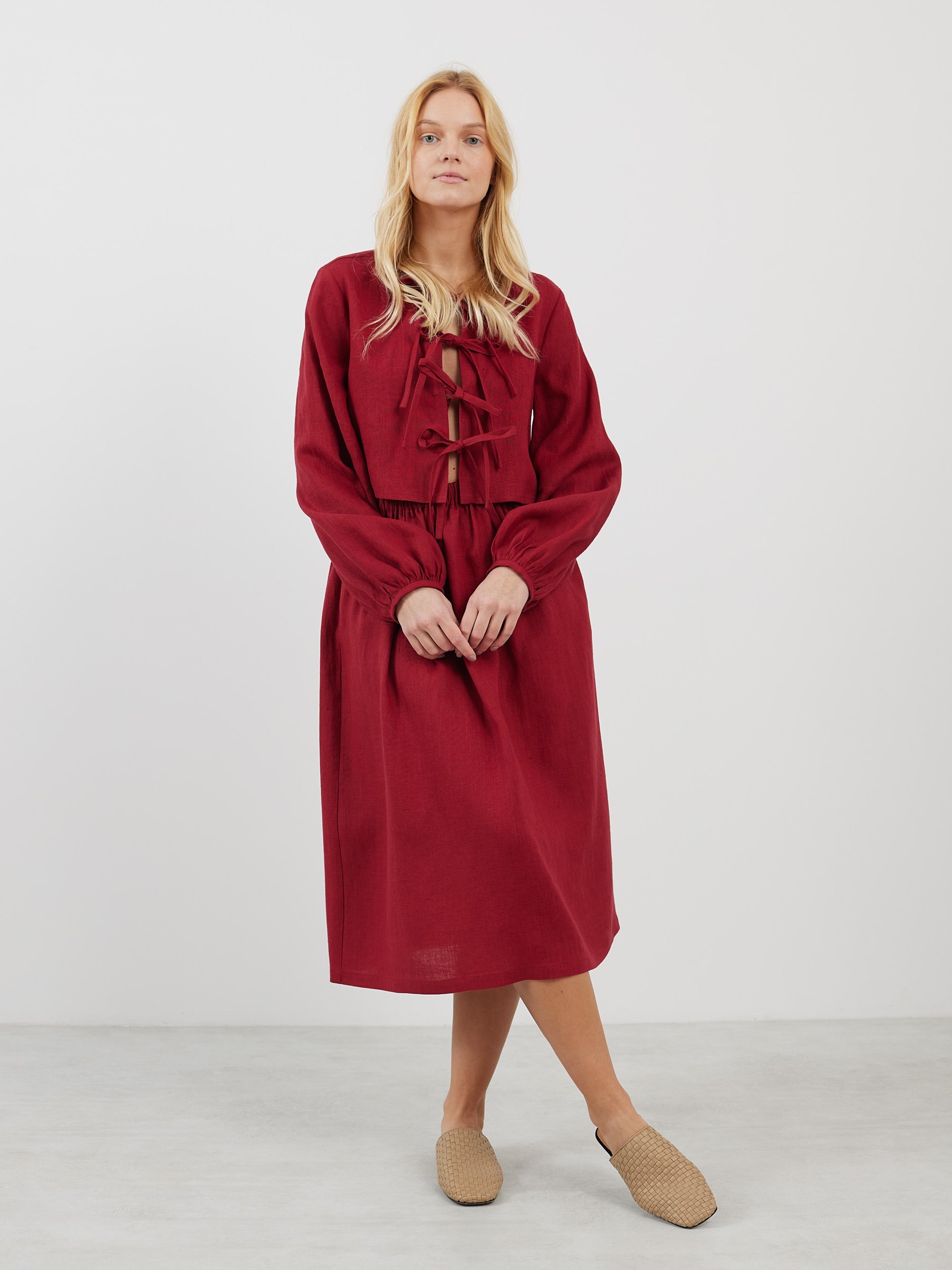 Pellava croptoppi KOA, Kirsikanpunainen - Image 4