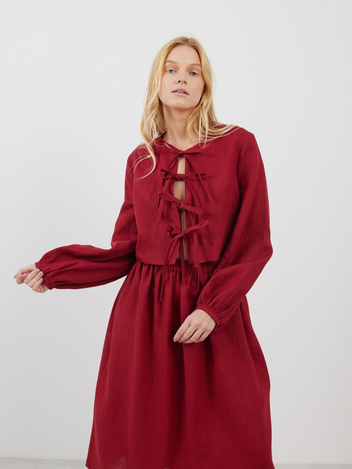 KOA pellava croptoppi Kirsikanpunainen — kuva 5