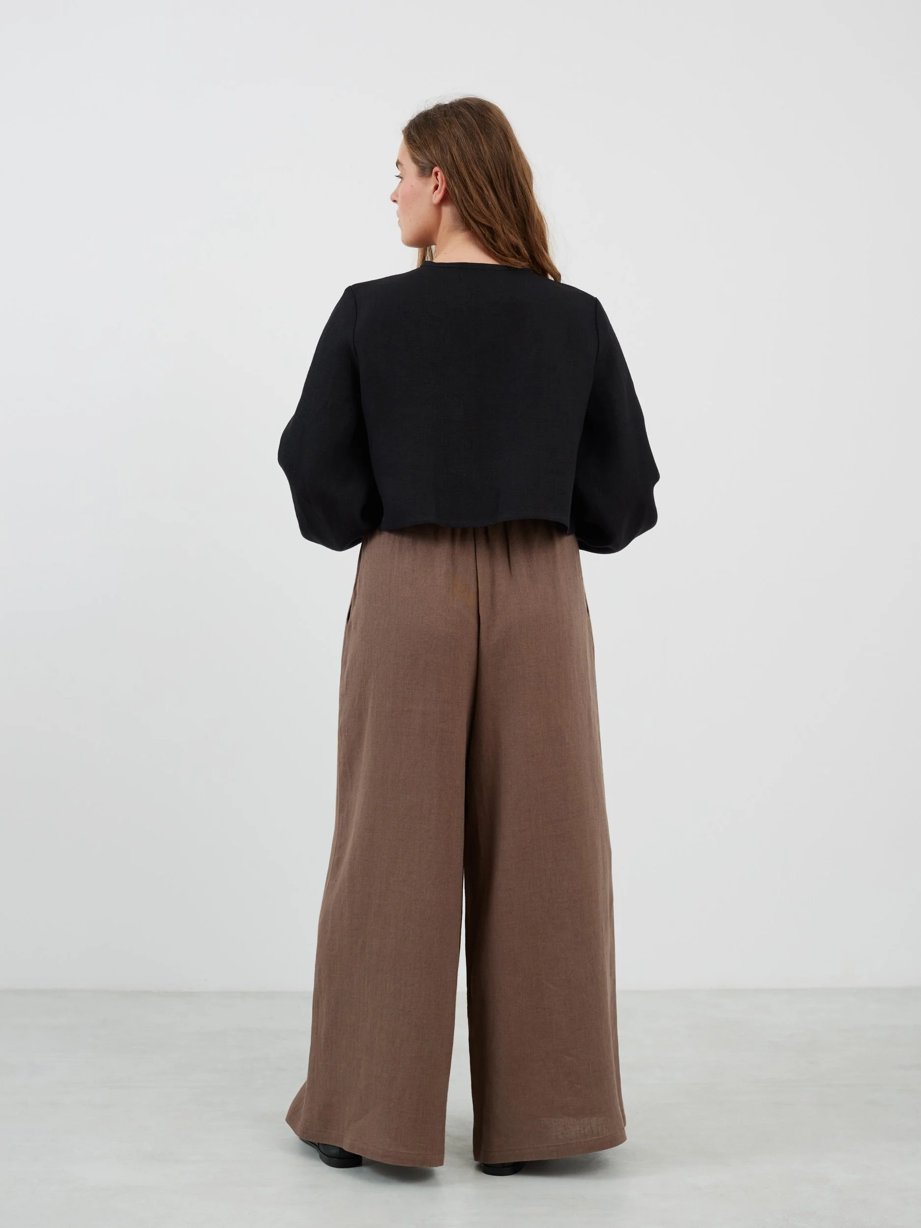 Image 5 of KOA Tie Front Linen Top in Heavy Black from Love and Confuse