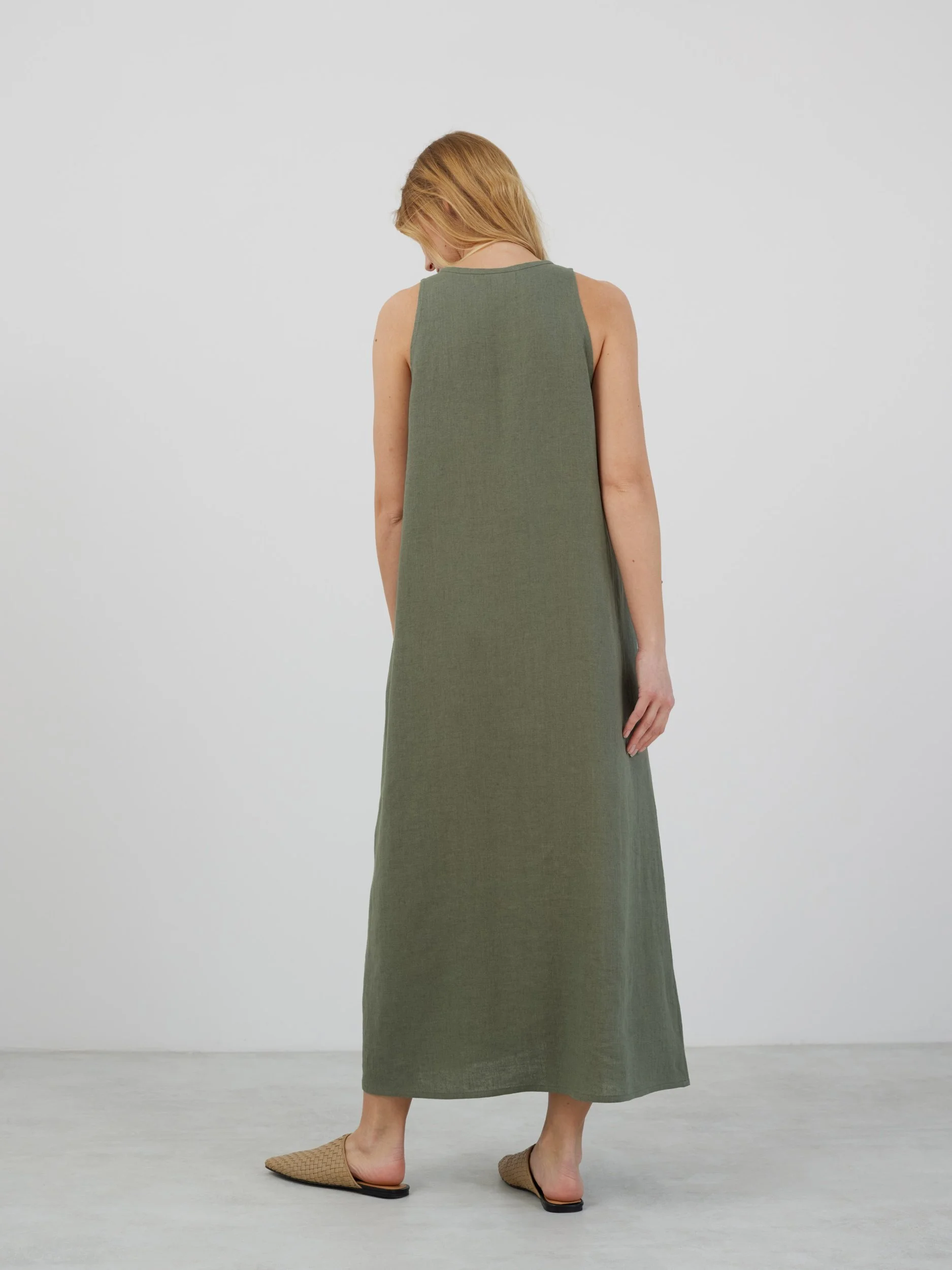 Image 5 of LANA Sleeveless Linen Maxi Dress in Sage Green from Love and Confuse