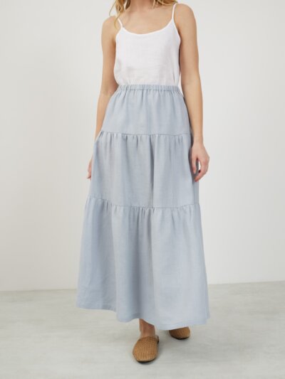LILA Tiered Maxi Linen Skirt