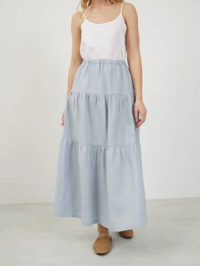 LILA Tiered Maxi Linen Skirt
