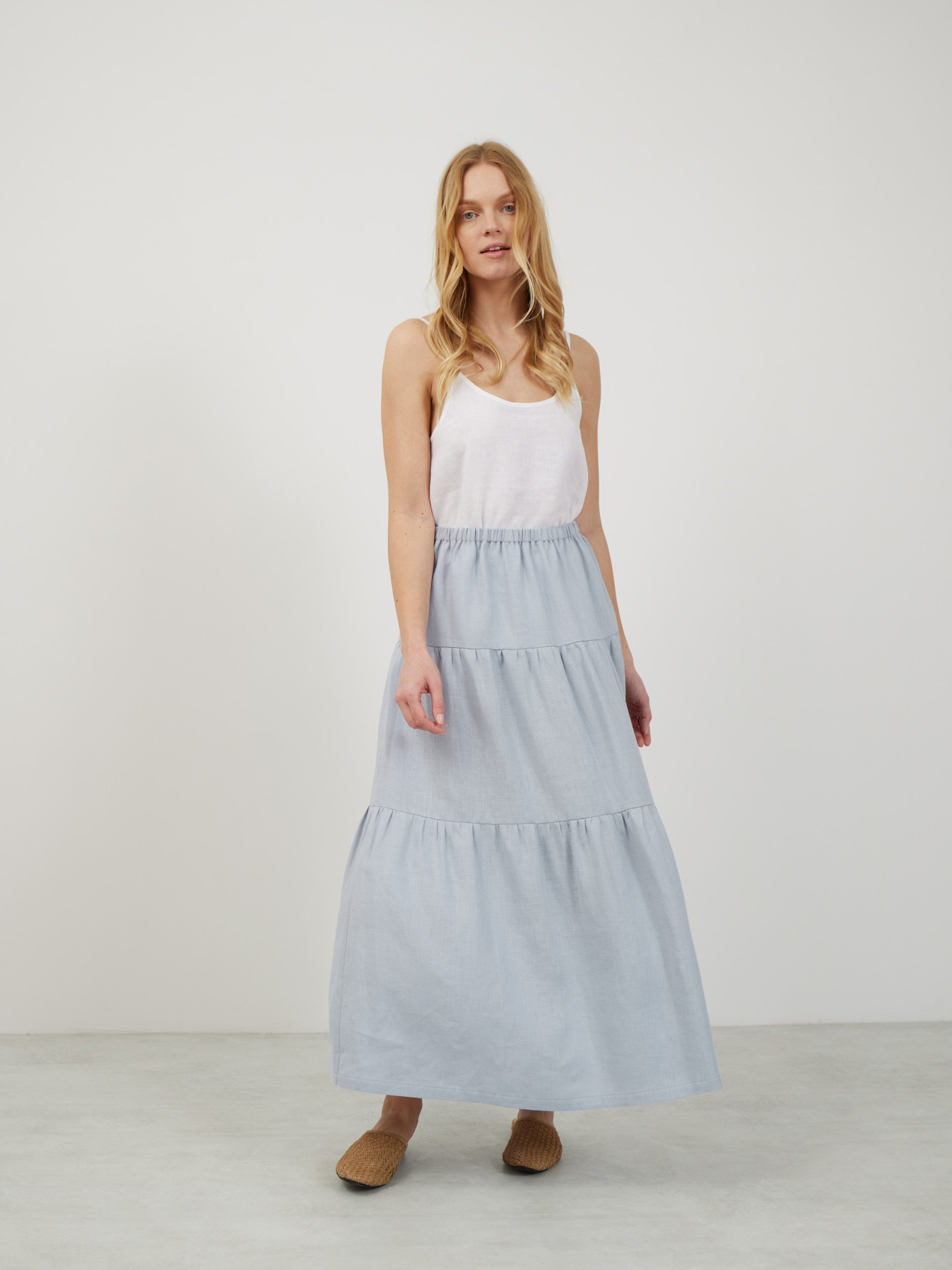 LILA Tiered Maxi Linen Skirt - Image 2