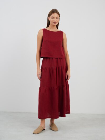 LILA Tiered Maxi Linen Skirt