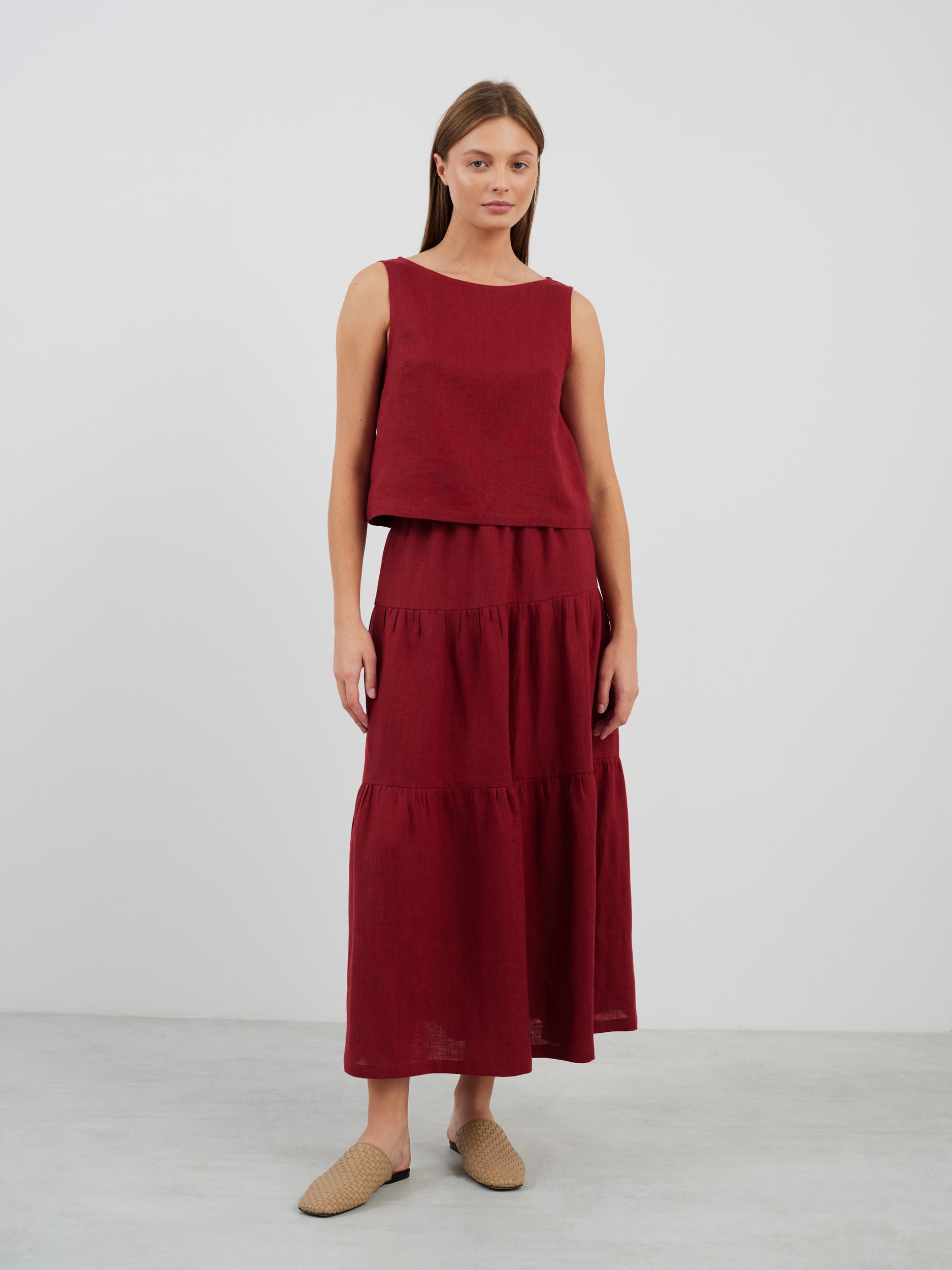 LILA Tiered Maxi Linen Skirt - Image 1