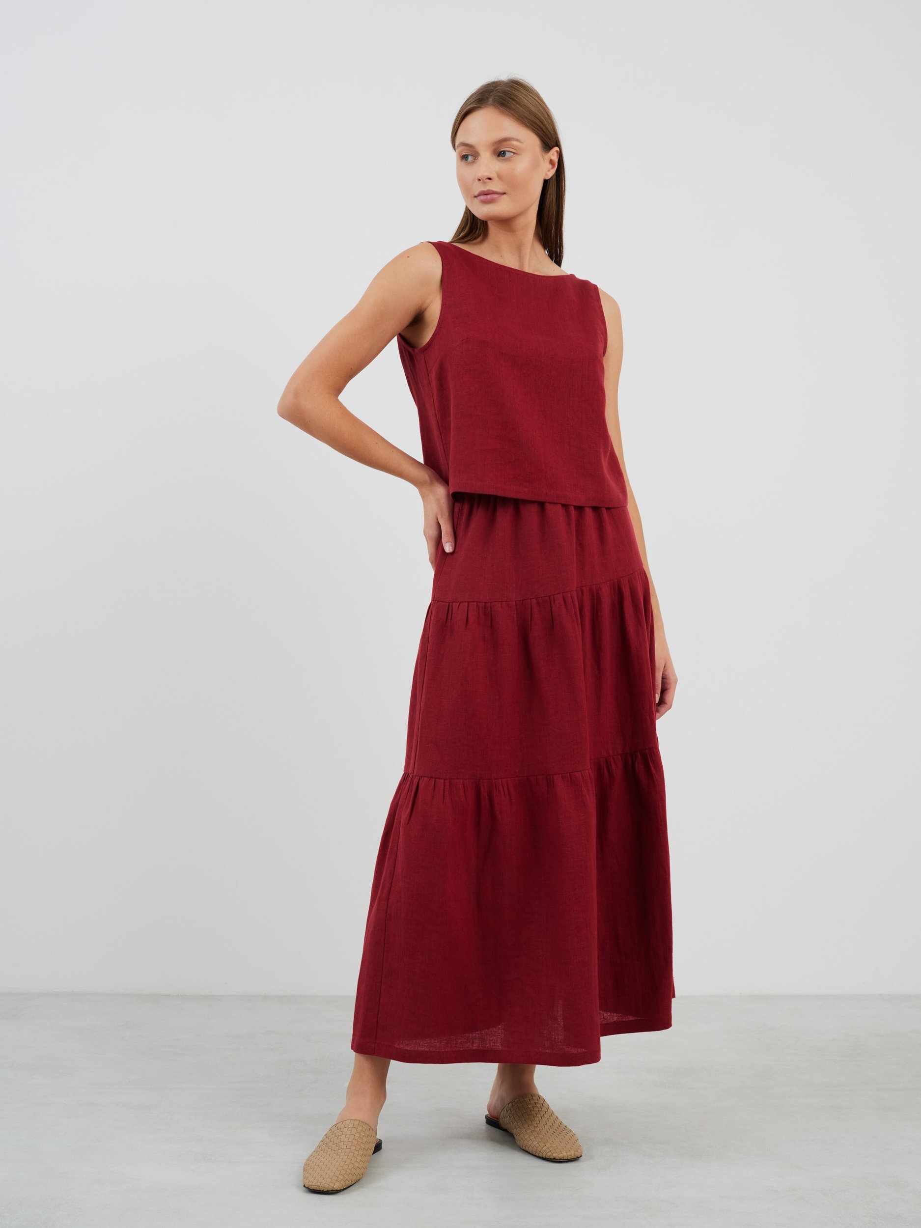 LILA Tiered Maxi Linen Skirt - Image 2