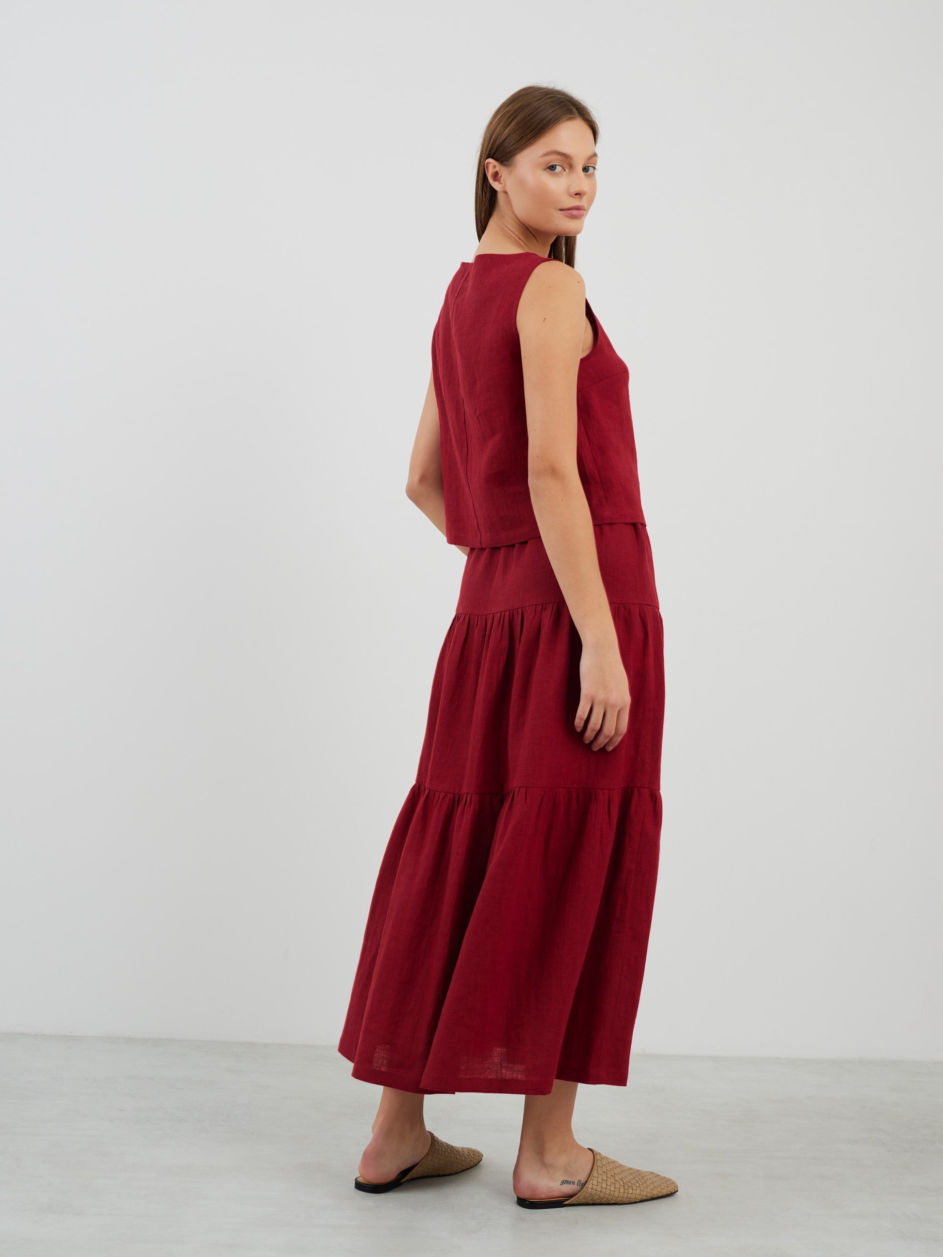 LILA Tiered Maxi Linen Skirt - Image 6