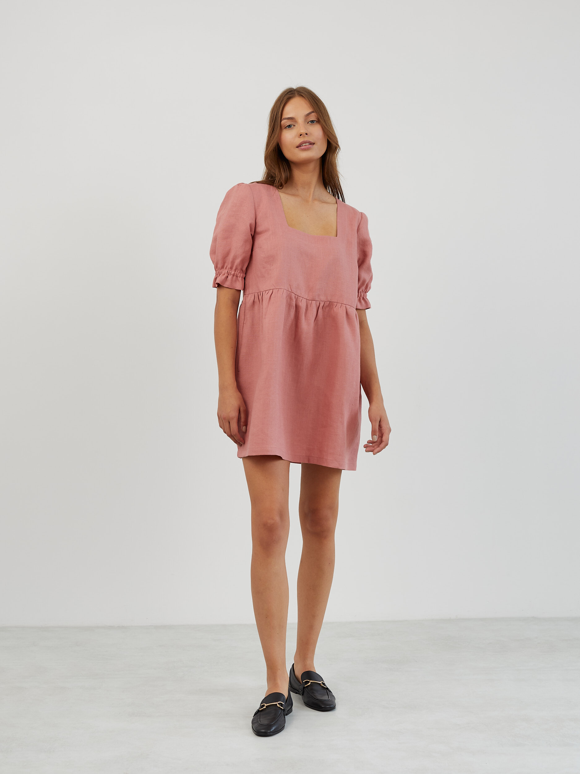 Linen Babydoll Mini Dress FIONA - Image 2