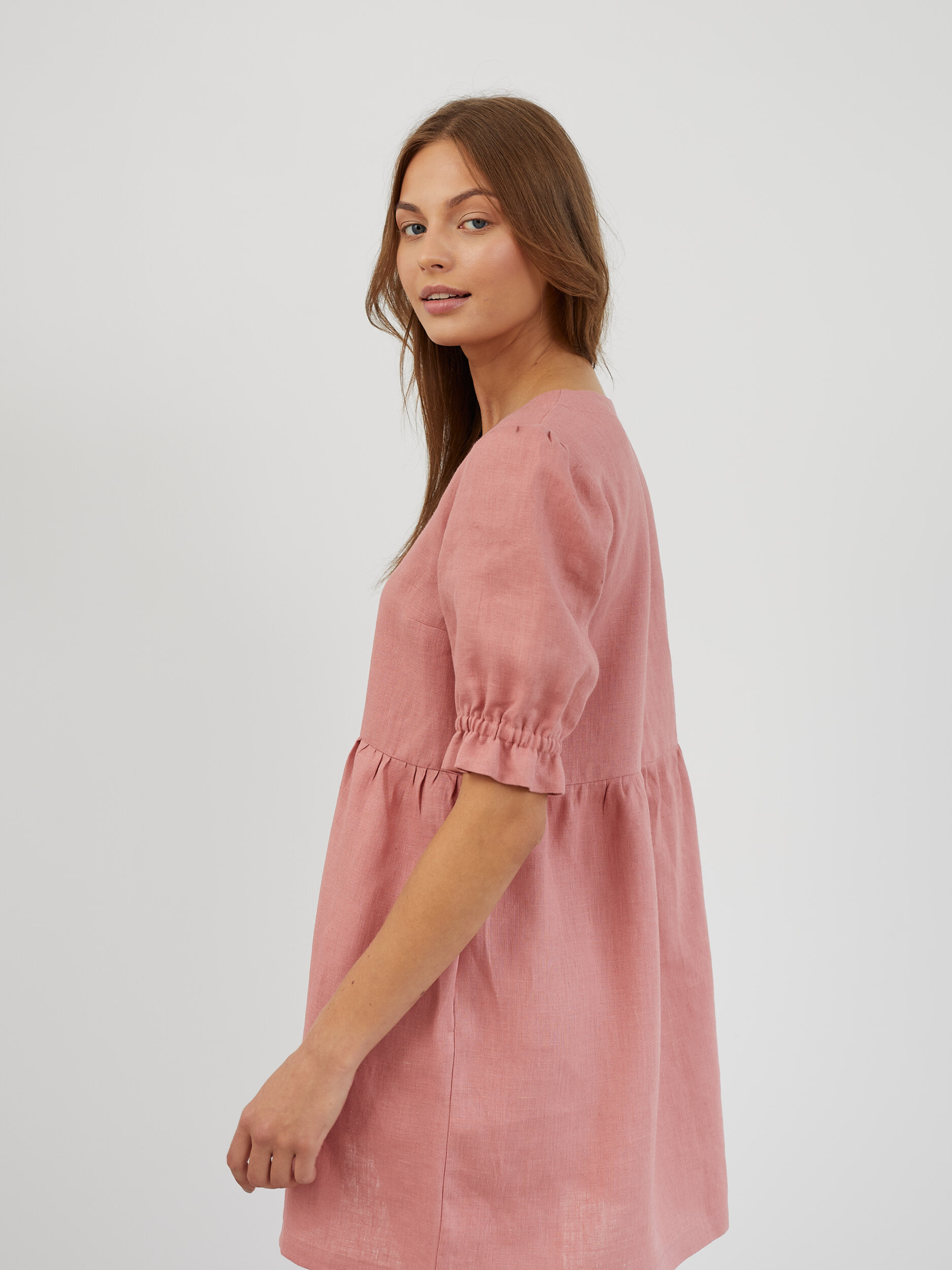 Linen Babydoll Mini Dress FIONA - Image 5