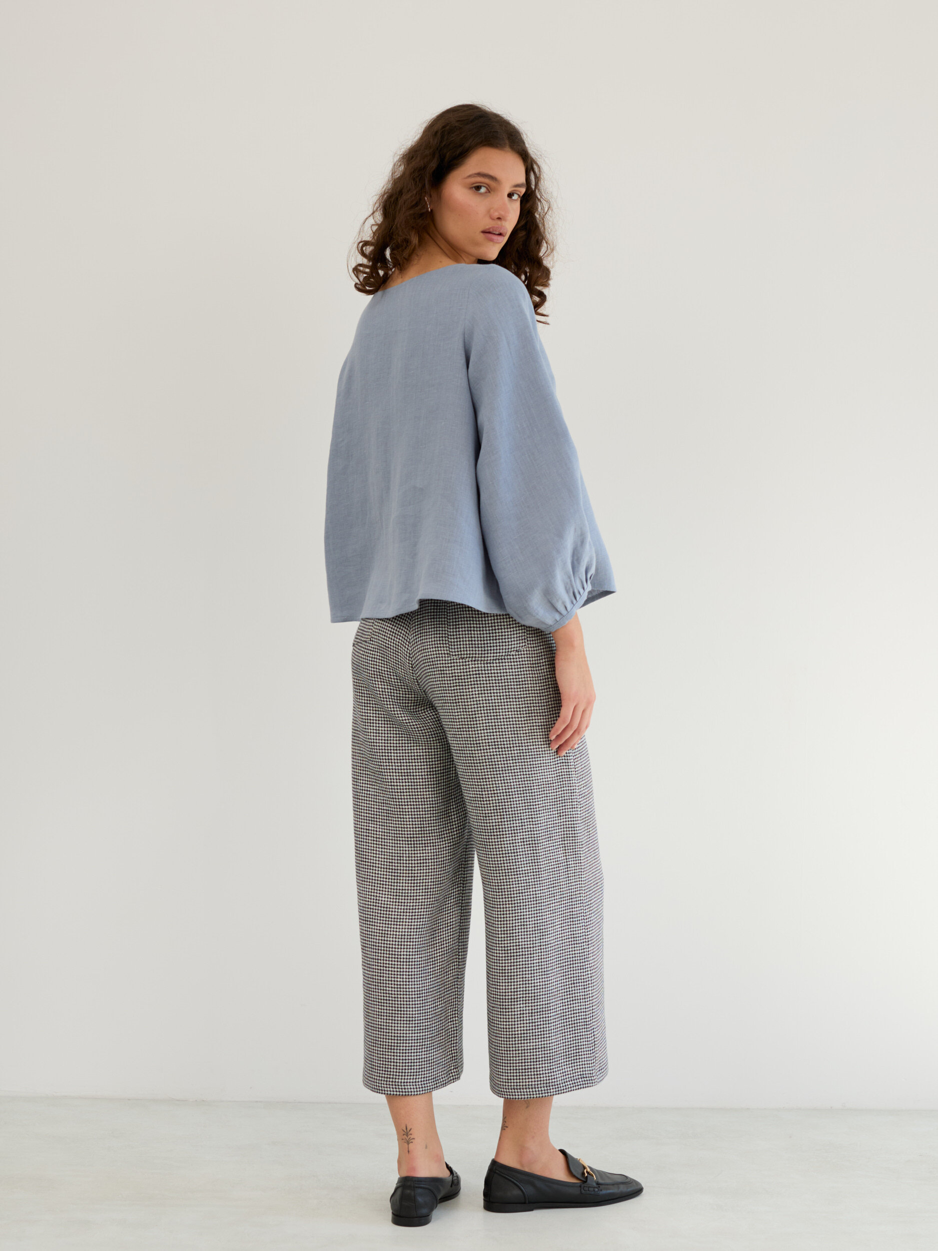 Linen Balloon Sleeve Button Up Blouse DAISY - Image 5