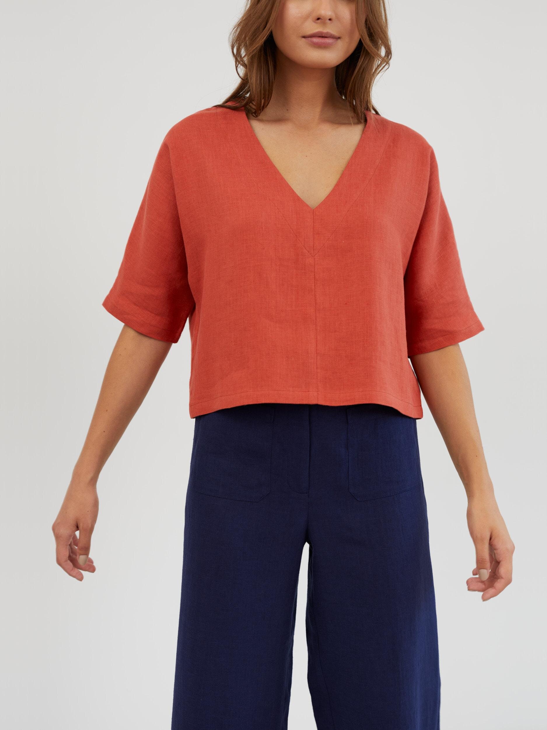 Linen V Neck Blouse BRIANNA - Image 3