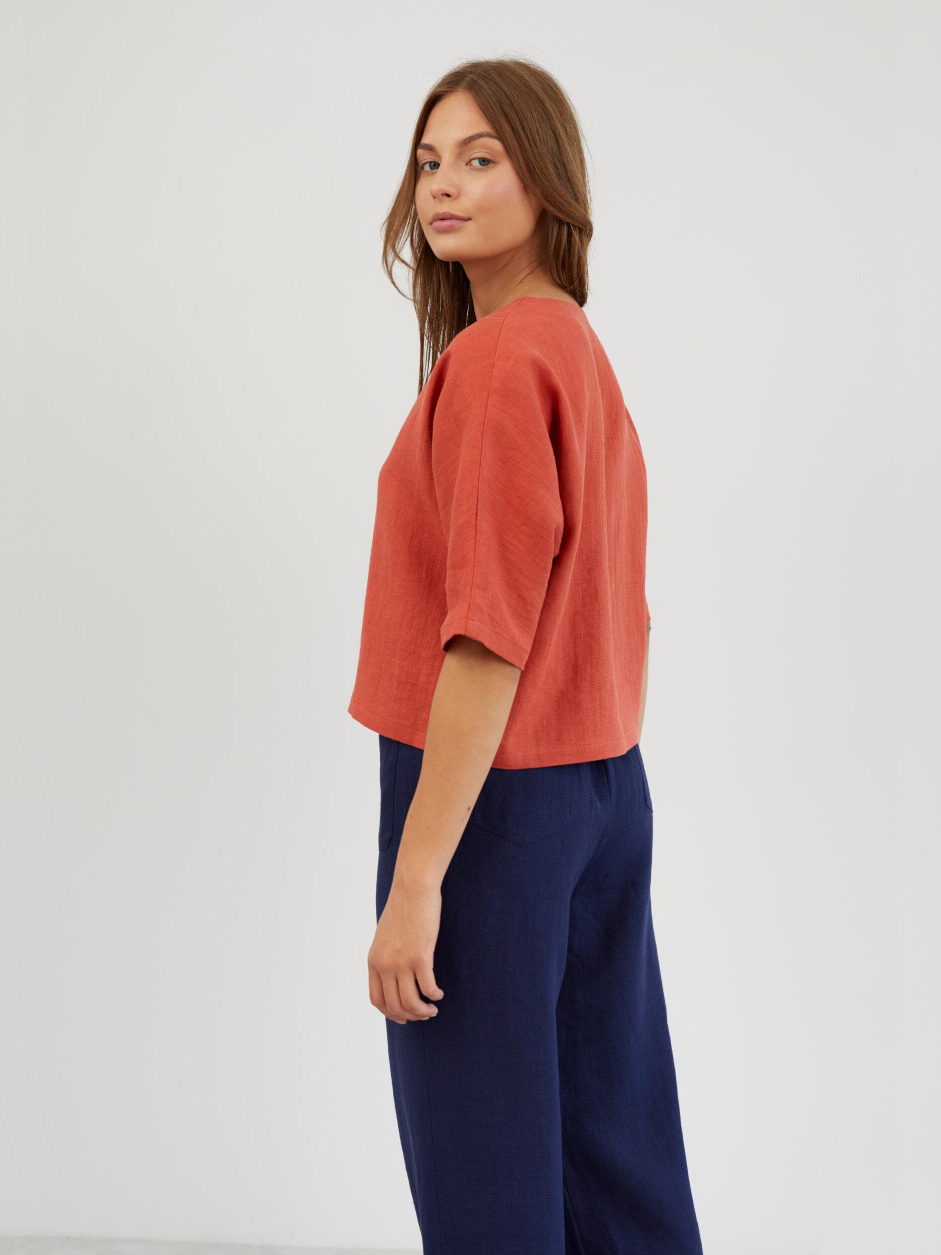 Linen V Neck Blouse BRIANNA - Image 4