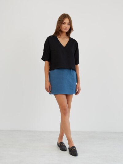 Linen V Neck Blouse BRIANNA