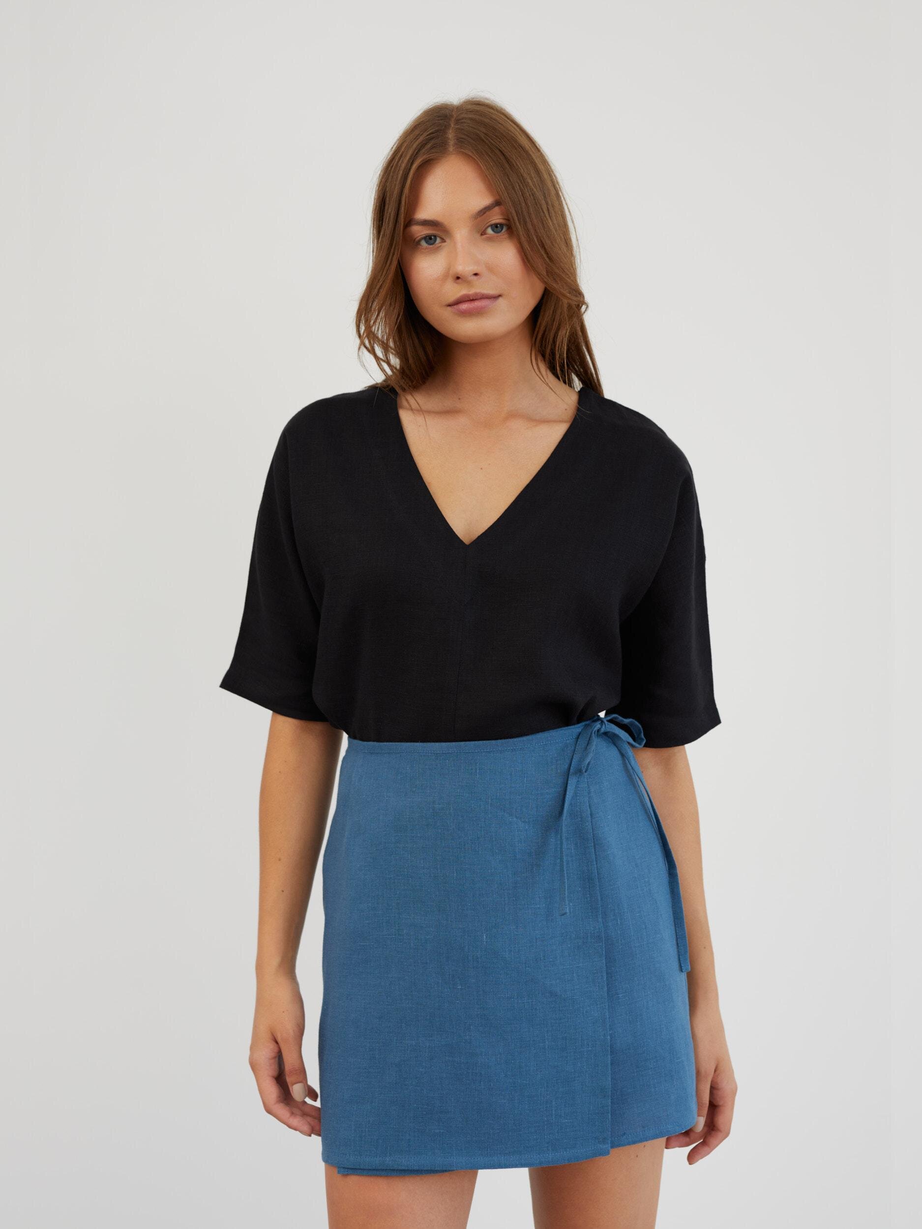 Linen V Neck Blouse BRIANNA - Image 2