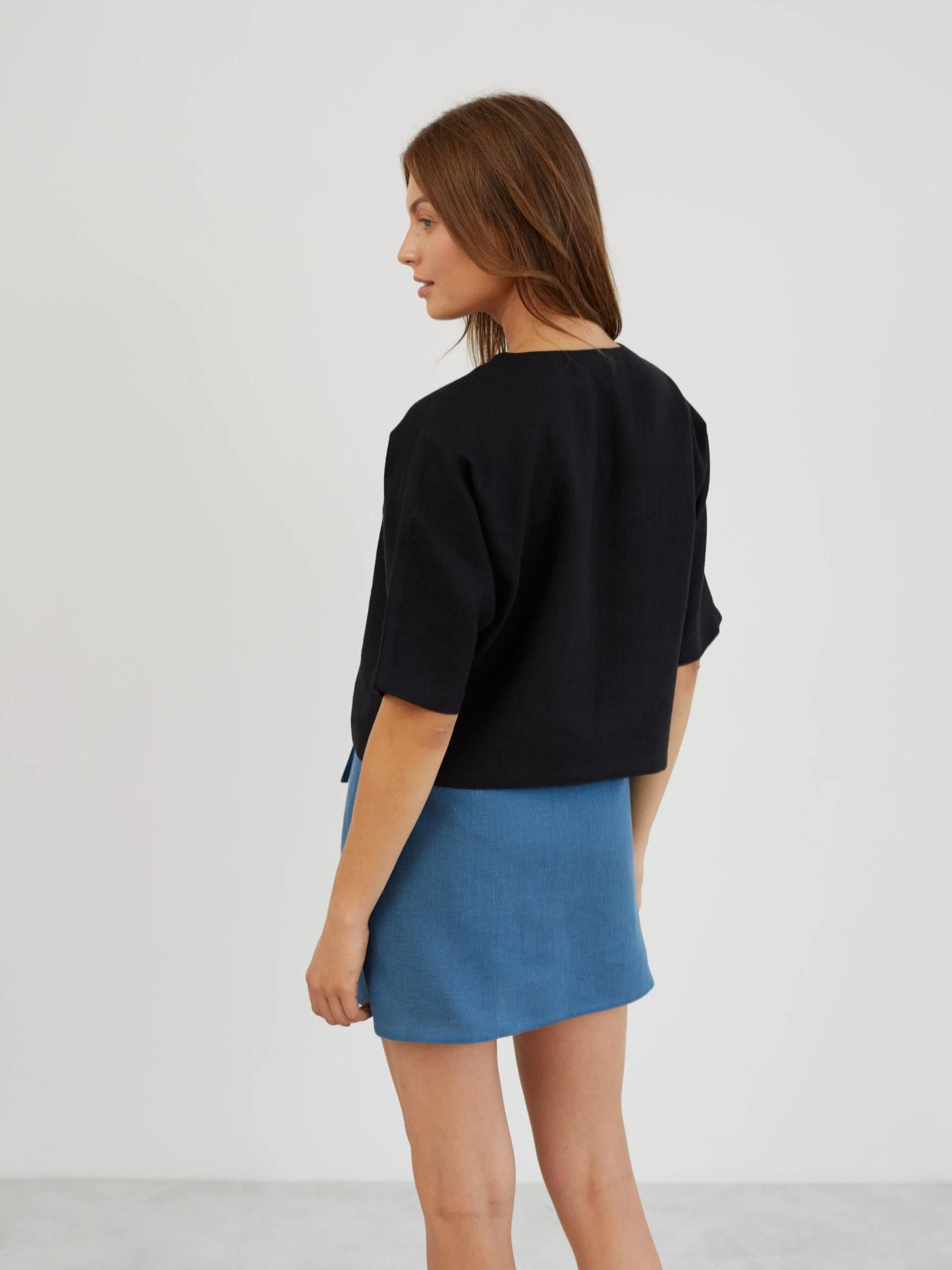 Image 4 of Linen V Nneck Blouse in Black BRIANNA from Love and Confuse | Handmade Linen Clothing for Women