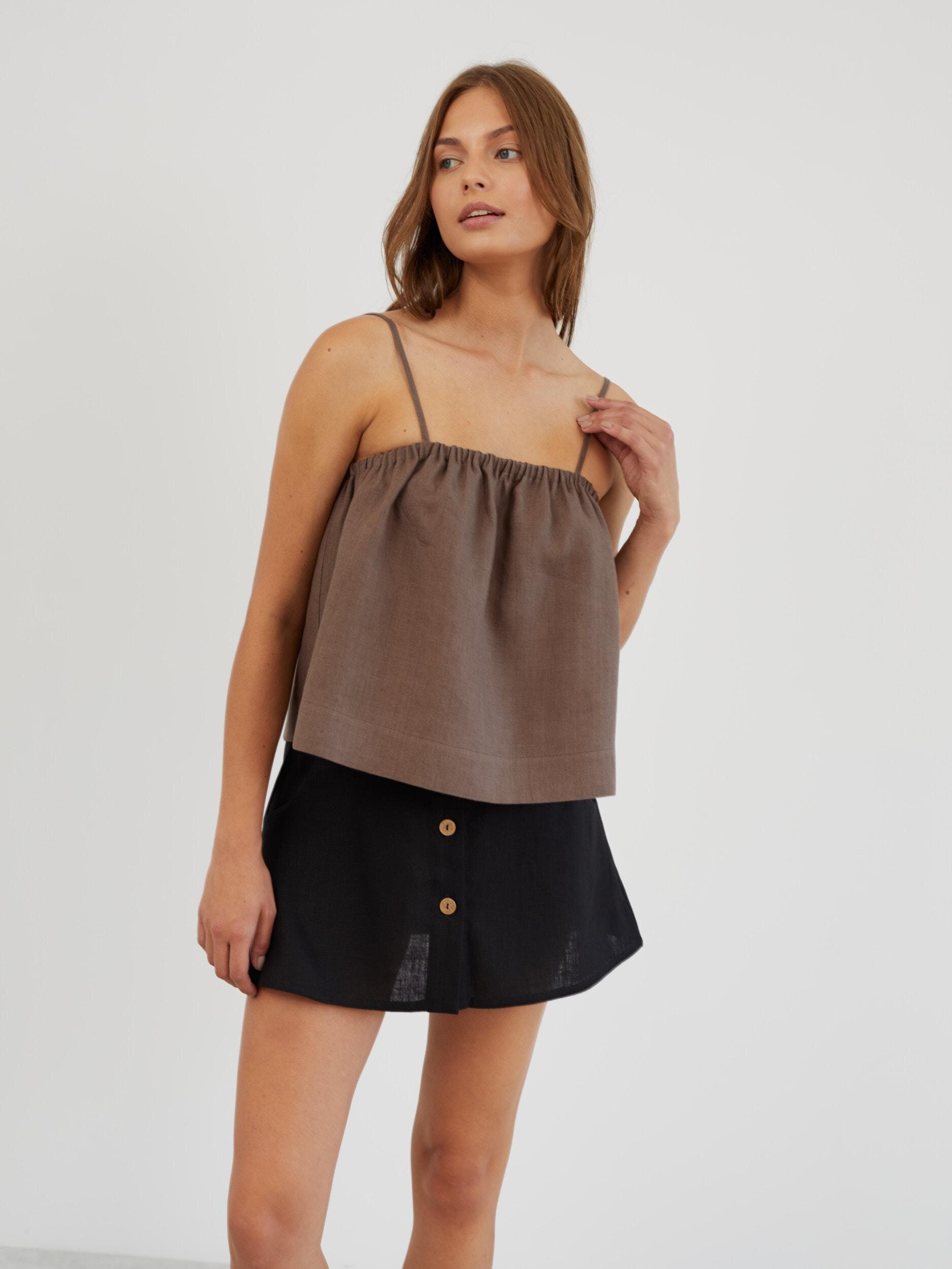 Linen Cropped Cami Top NICOLE - Image 3