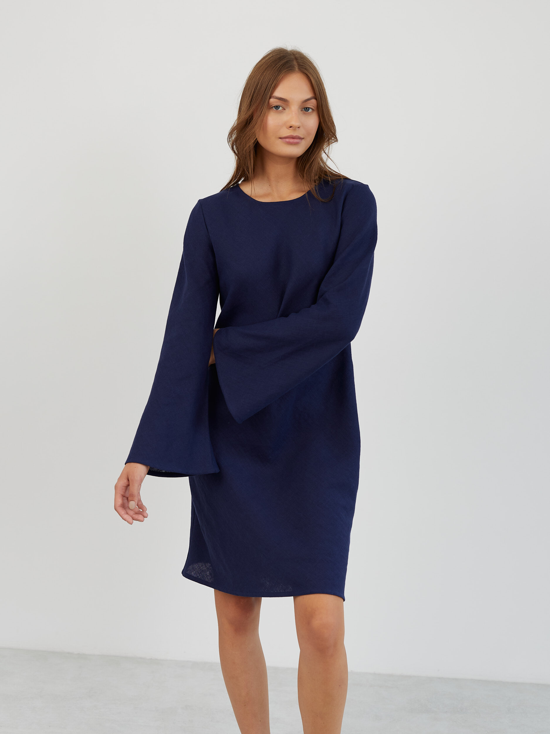 Bell Sleeve Short Linen Dress LORELEI - Image 1