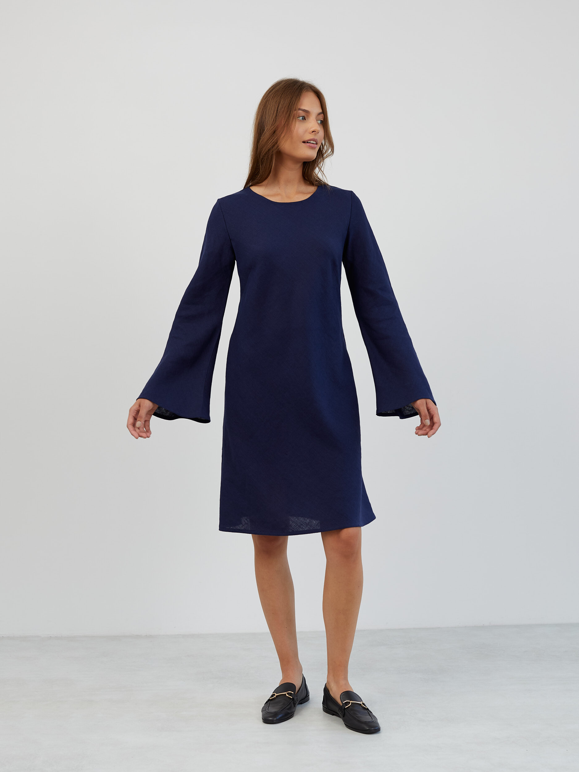 Bell Sleeve Short Linen Dress LORELEI - Image 4