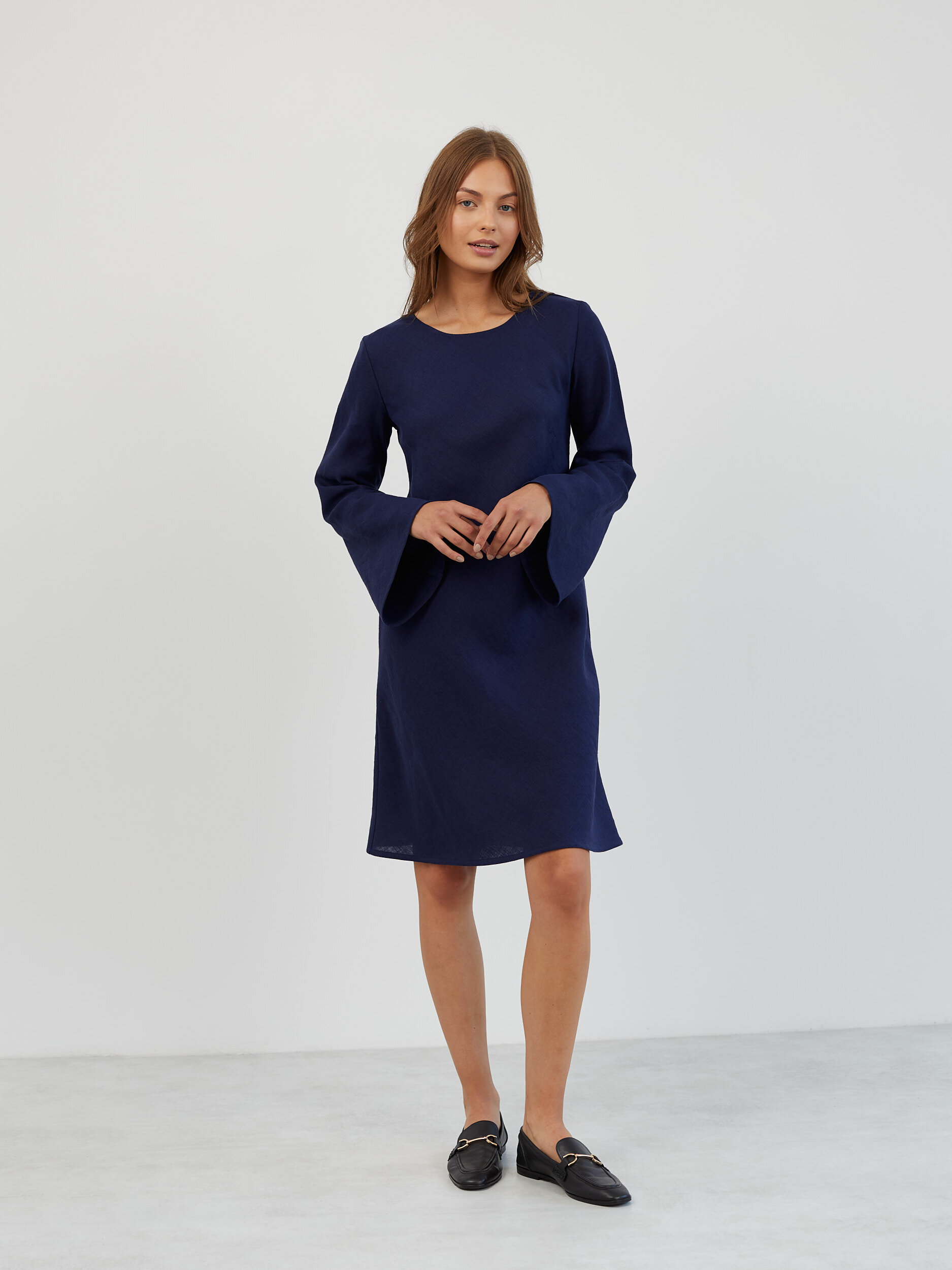 Bell Sleeve Short Linen Dress LORELEI - Image 5