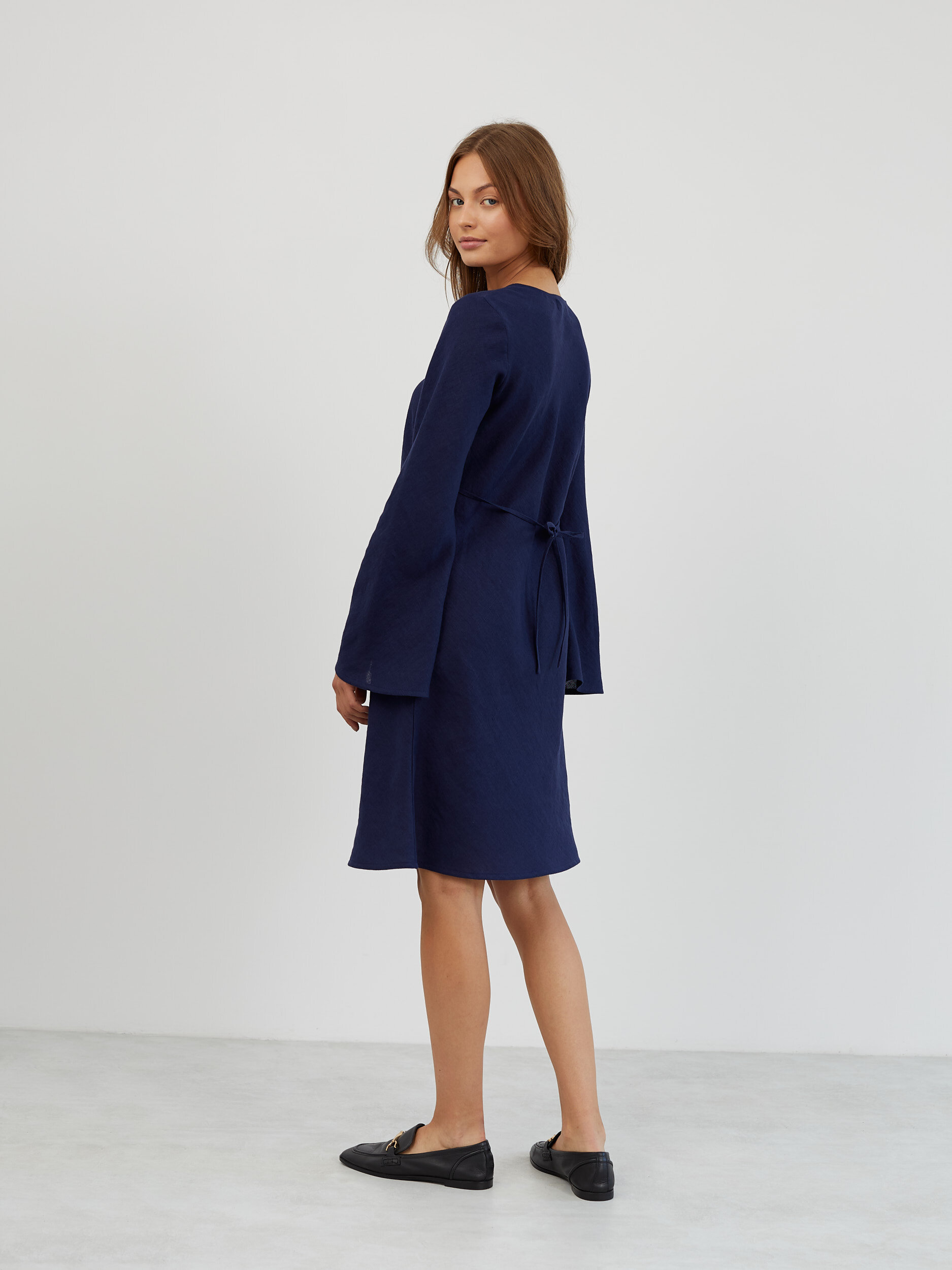 Bell Sleeve Short Linen Dress LORELEI - Image 6