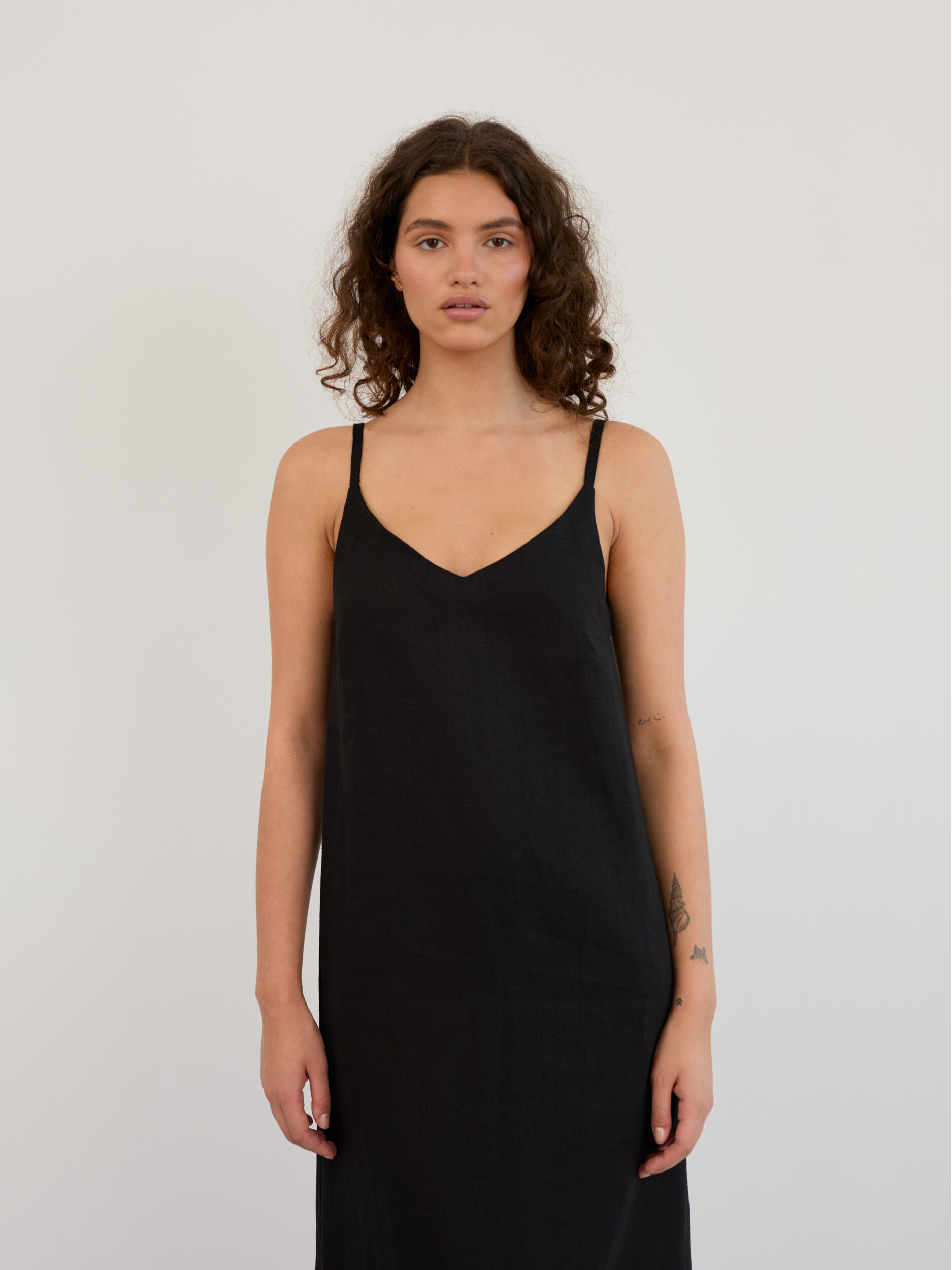 Linen V-Neck Slip Midi Dress WILLOW - Image 2