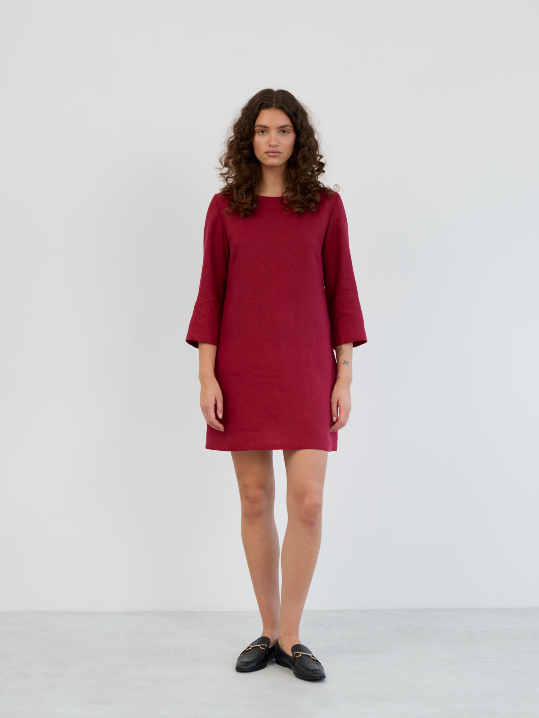 Linen 3/4 Sleeve Mini Dress MABEL - Image 2
