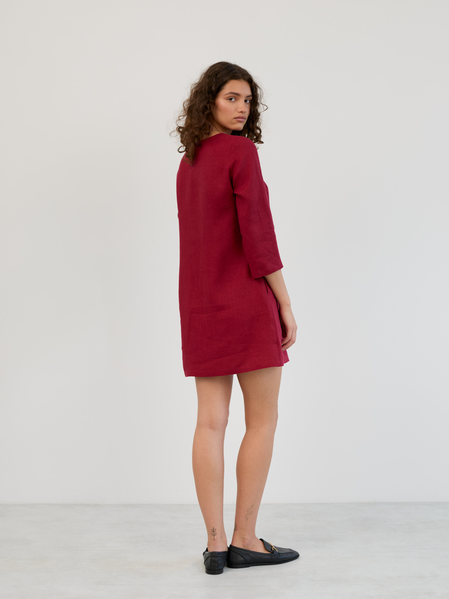 Linen 3/4 Sleeve Mini Dress MABEL - Image 5